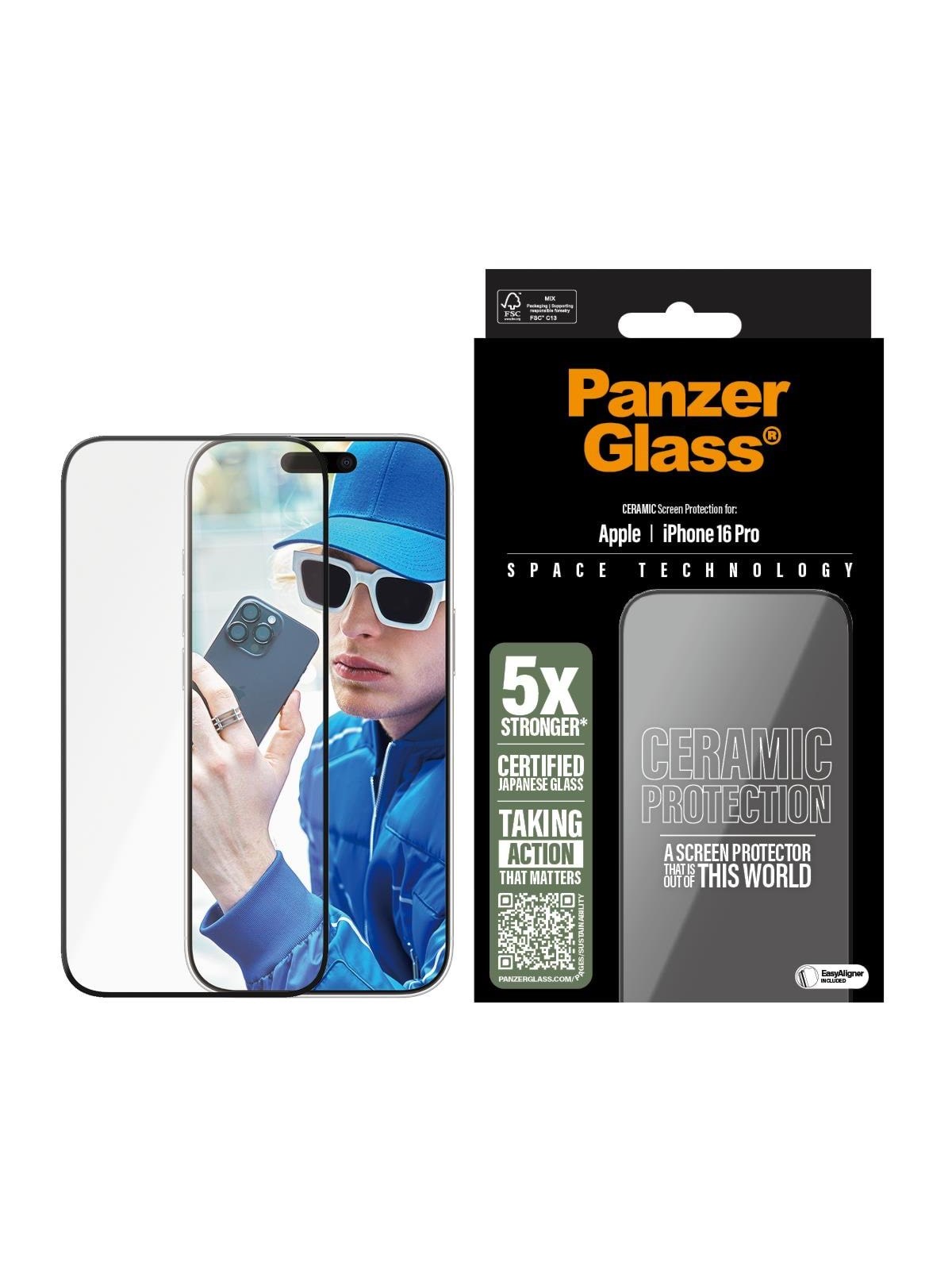 Panzerglass Ceramic Screen Protector Iphone 16 Pro | Ultra-wide Fit - Handys Schutzfolie - Panzer2854