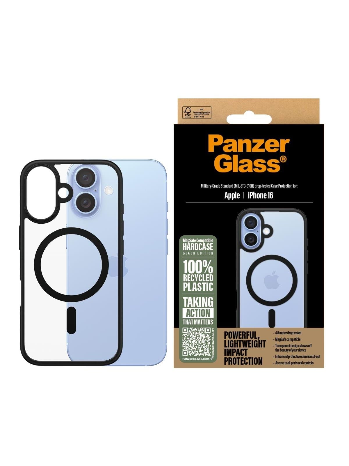 Panzerglass Hardcase Black Magsafe Iphone 16 - Handys Cover Cases - Panzer1301