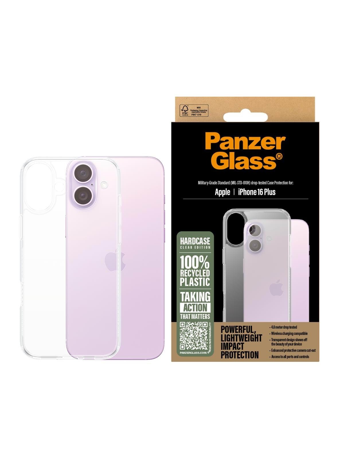 Panzerglass Hardcase Transparent Iphone 16 Plus - Handys Cover Cases - Panzer1289