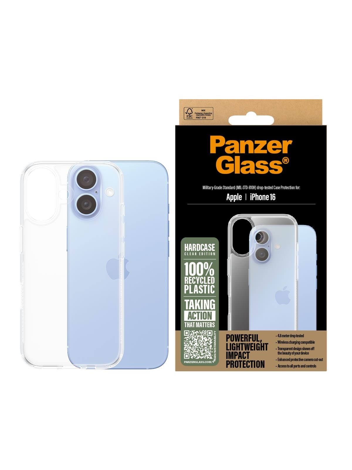 Panzerglass Hardcase Transparent Iphone 16 - Handys Cover Cases - Panzer1287