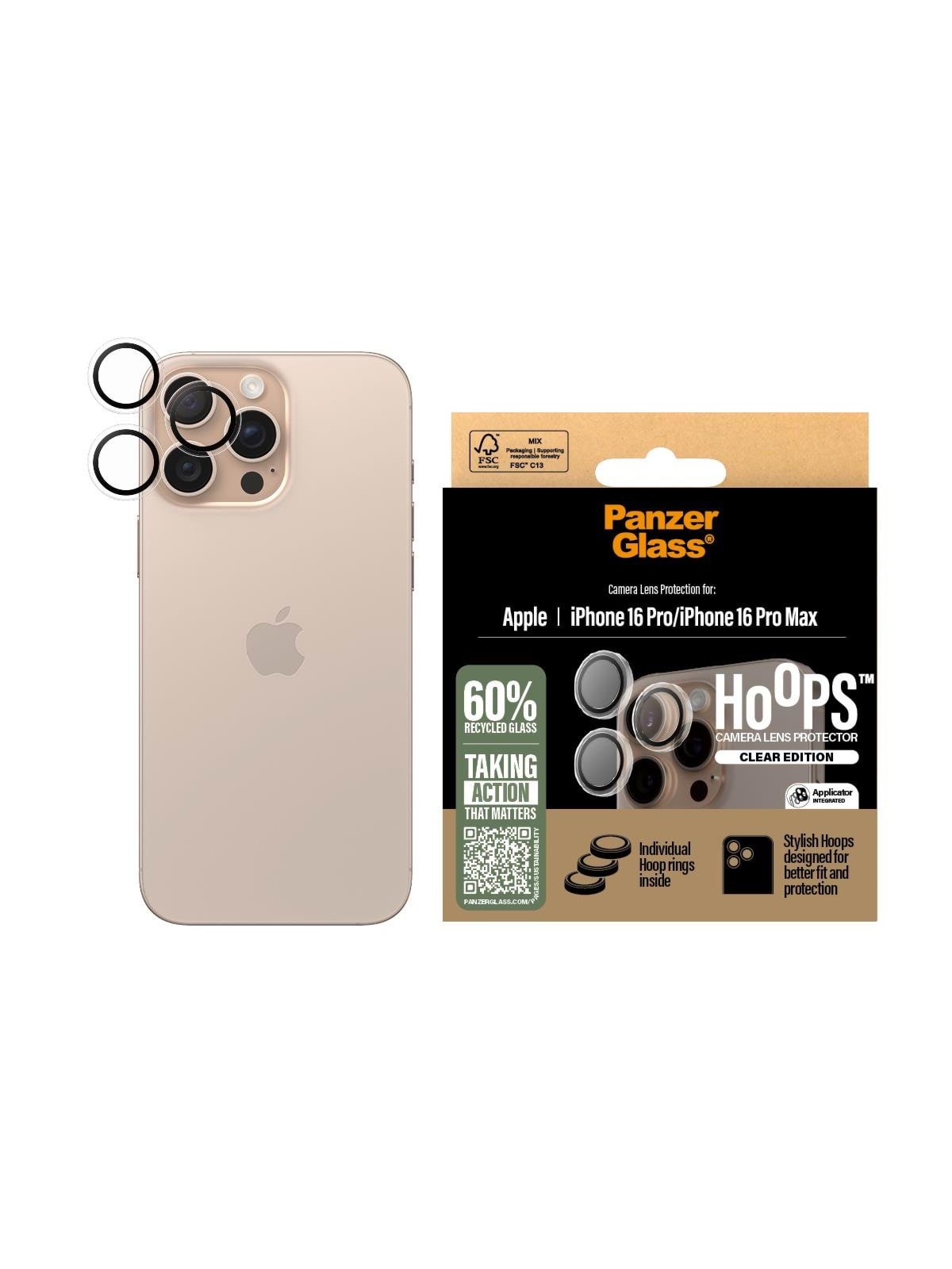 Panzerglass Hoops Transparent Lens Protector Iphone 16 Pro | 16 Pro Max - Handys Anderes Zubehoer - Panzer1286
