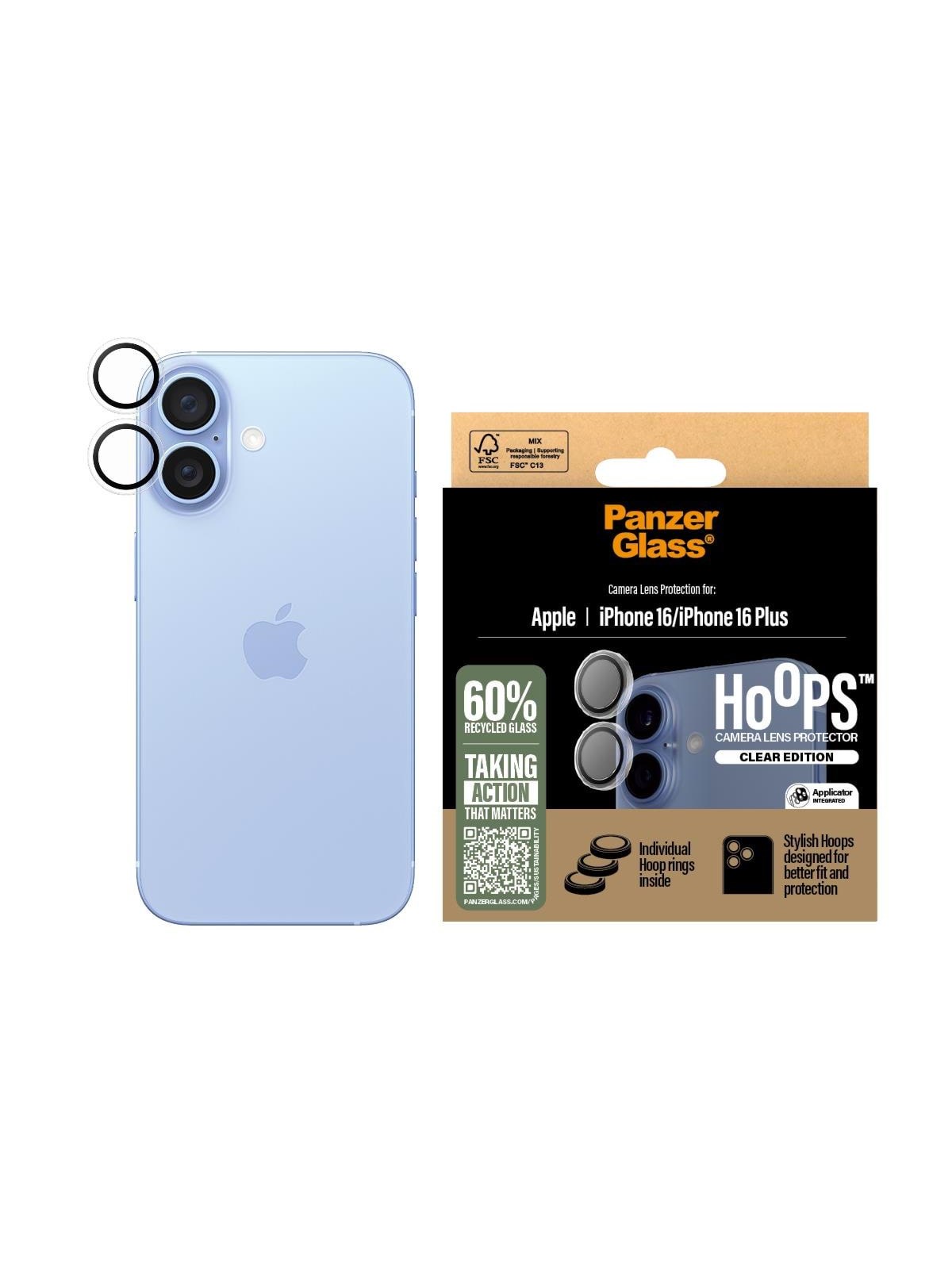 Panzerglass Hoops Transparent Lens Protector Iphone 16 | 16 Plus - Handys Anderes Zubehoer - Panzer1285