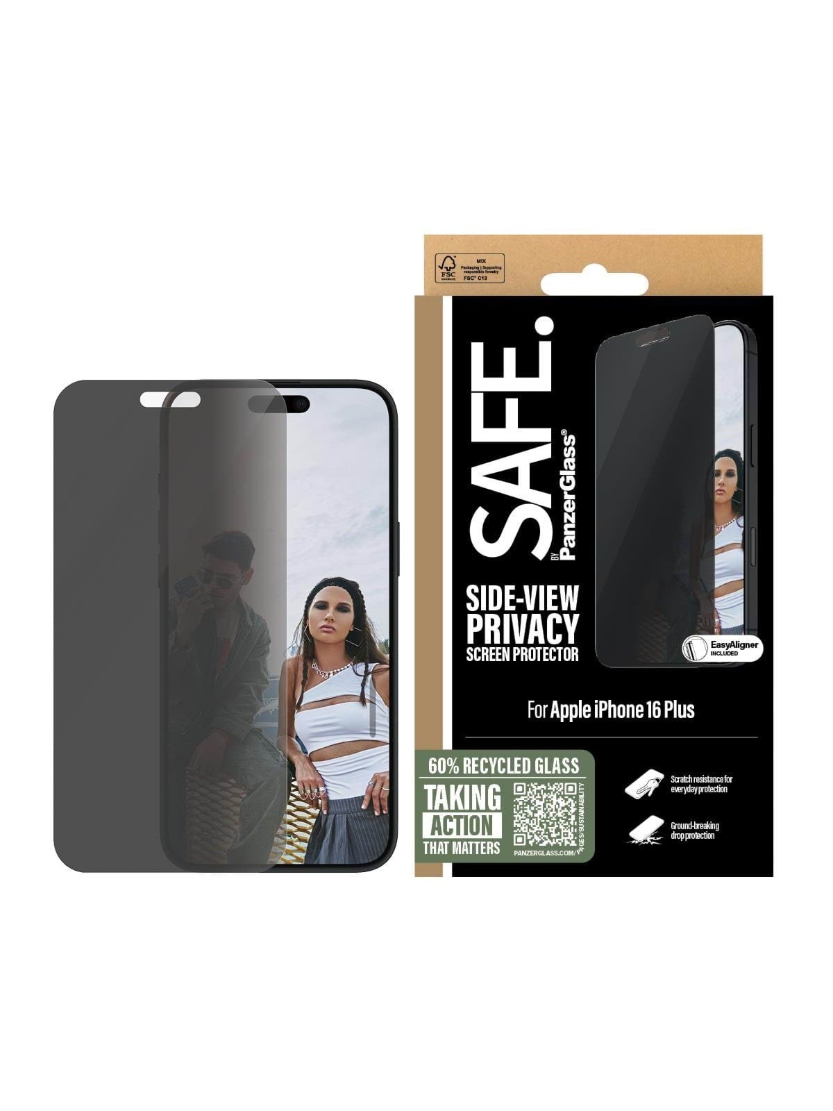 Safe by Panzerglass Privacy Screen Protector Iphone 16 Plus | Ultra-wide Fit - Handys Schutzfolie - Safep95877