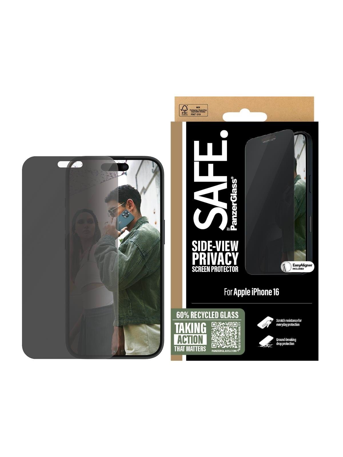 Safe by Panzerglass Privacy Screen Protector Iphone 16 | Ultra-wide Fit - Handys Schutzfolie - Safep95875