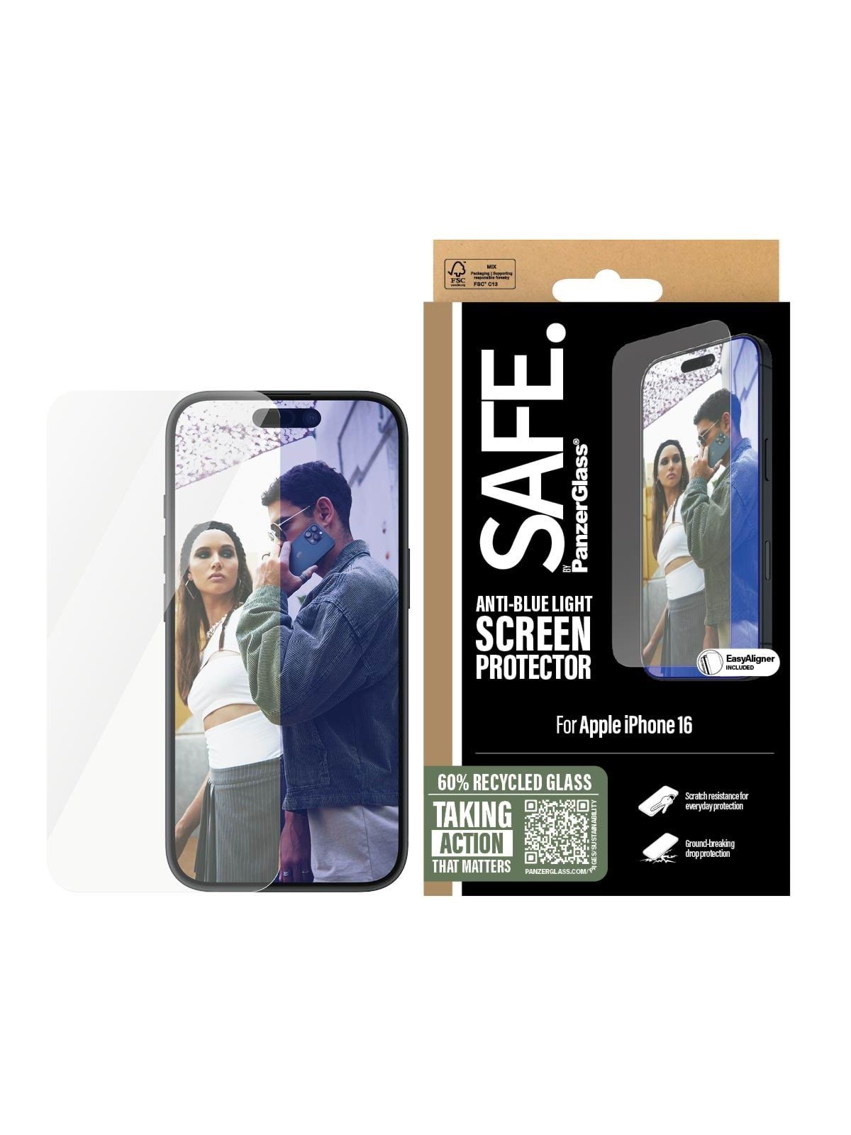 Safe by Panzerglass Eyecare Screen Protector Iphone 16 | Ultra-wide Fit - Handys Schutzfolie - Safe95879