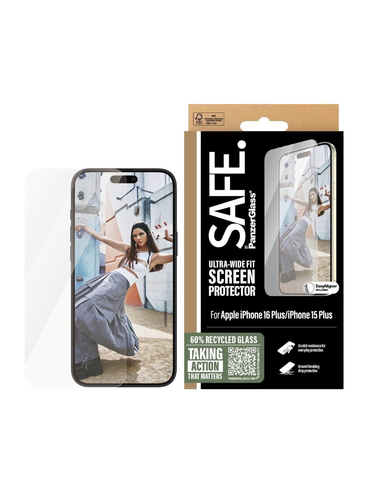 Safe by Panzerglass Screen Protector Iphone 16 Plus | Ultra-wide Fit - Handys Schutzfolie - Safe95877