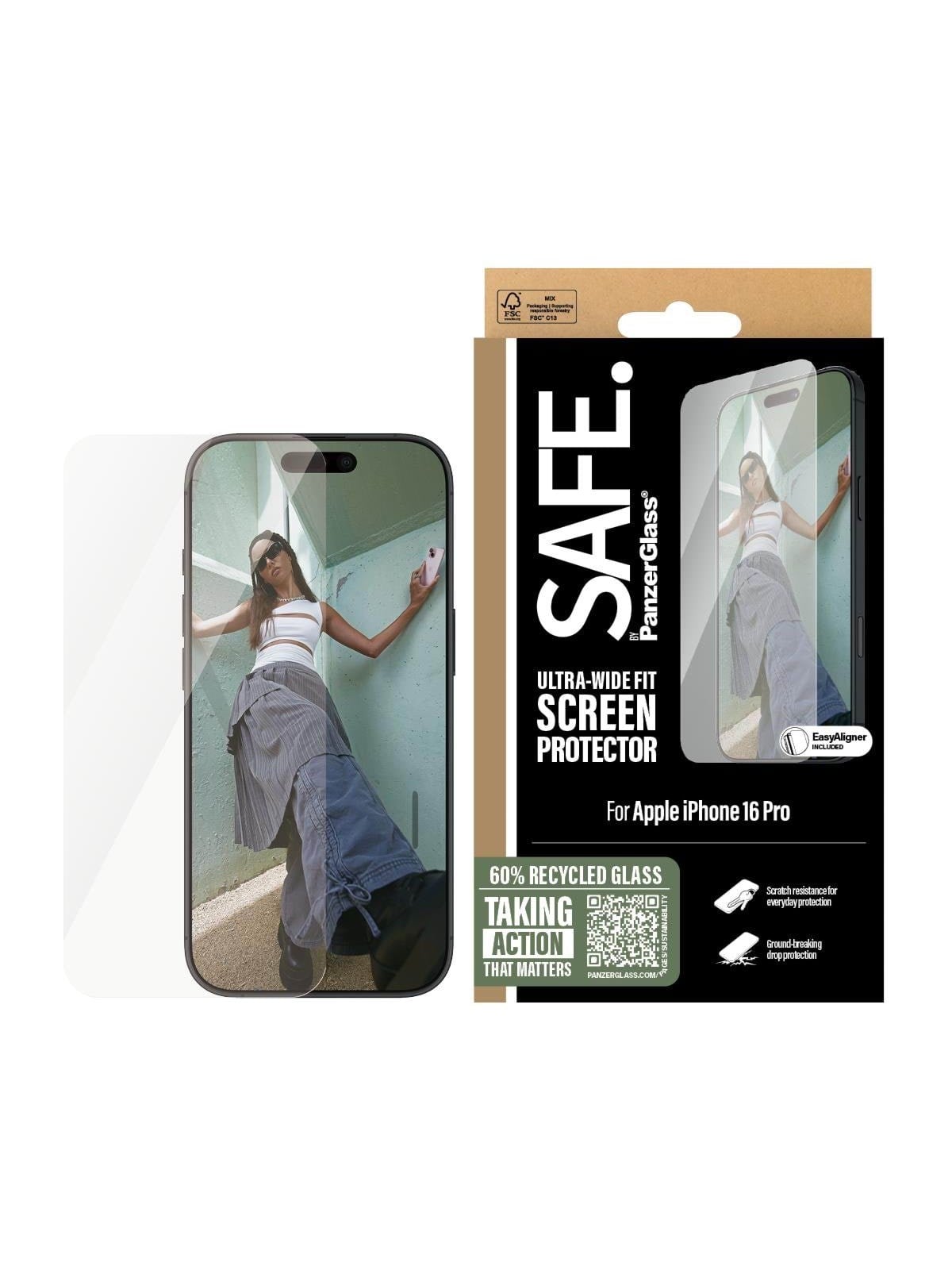 Safe by Panzerglass Screen Protector Iphone 16 Pro | Ultra-wide Fit - Handys Schutzfolie - Safe95876