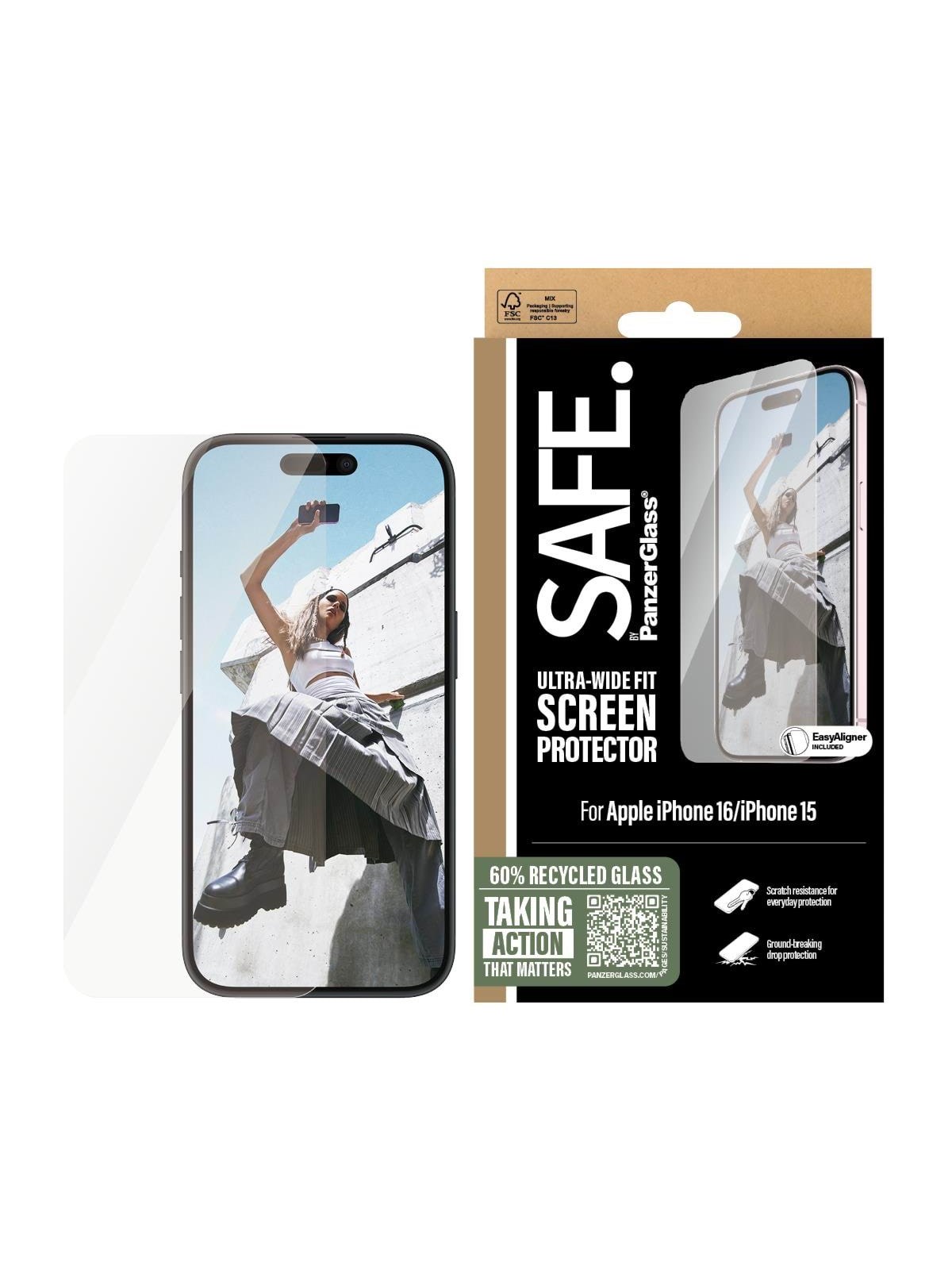 Safe by Panzerglass Screen Protector Iphone 16 | 15 | Ultra-wide Fit - Handys Schutzfolie - Safe95875