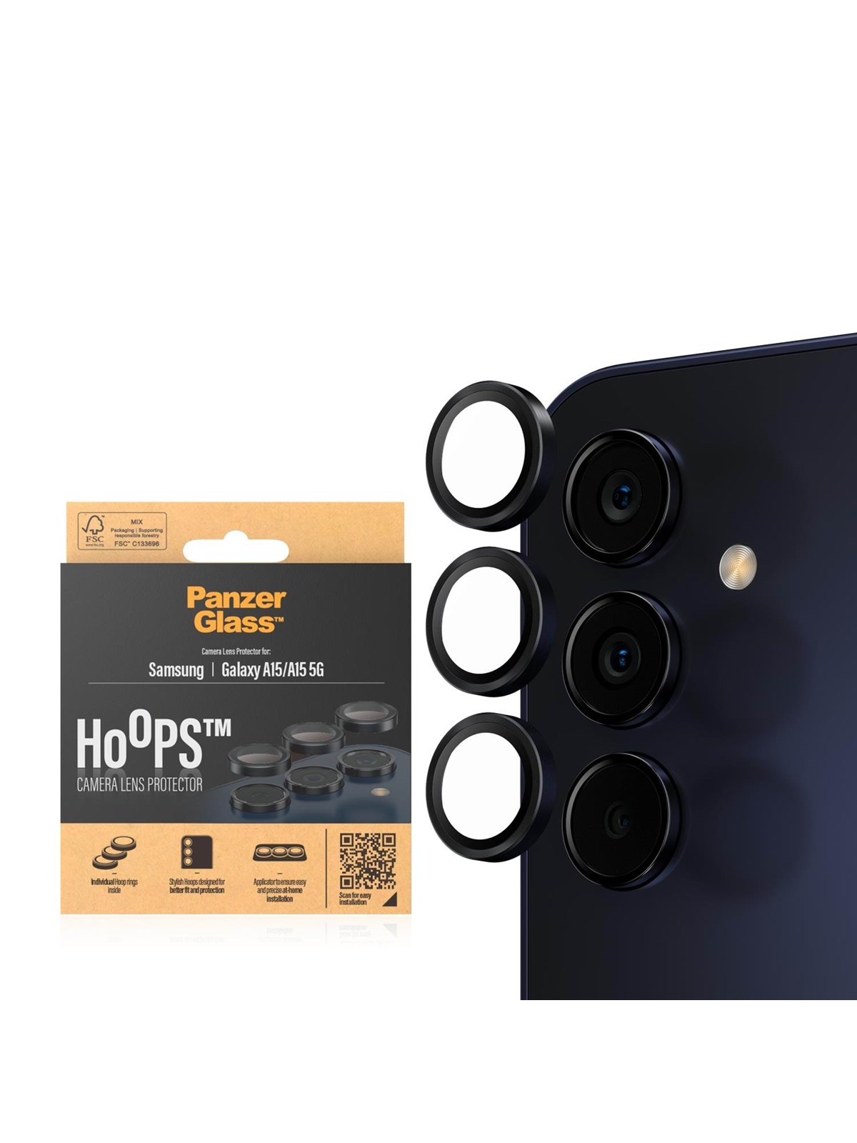 Panzerglass Hoops Camera Lens Protector Samsung Galaxy A15 | A15 5G | Black - Handys Anderes Zubehoer - Panzer1224