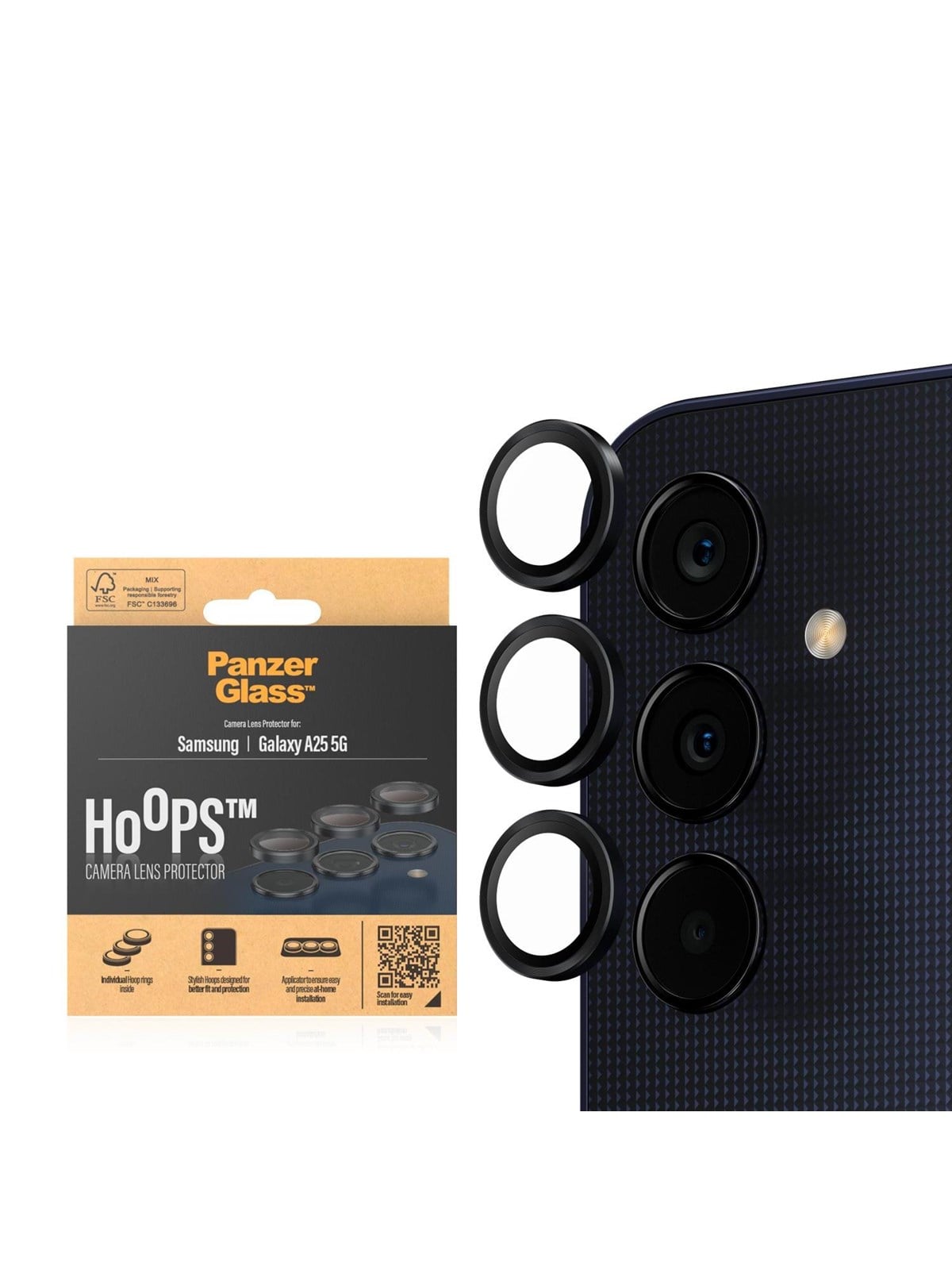 Panzerglass Hoops Camera Lens Protector Samsung Galaxy A25 5G | Black - Handys Anderes Zubehoer - Panzer1225