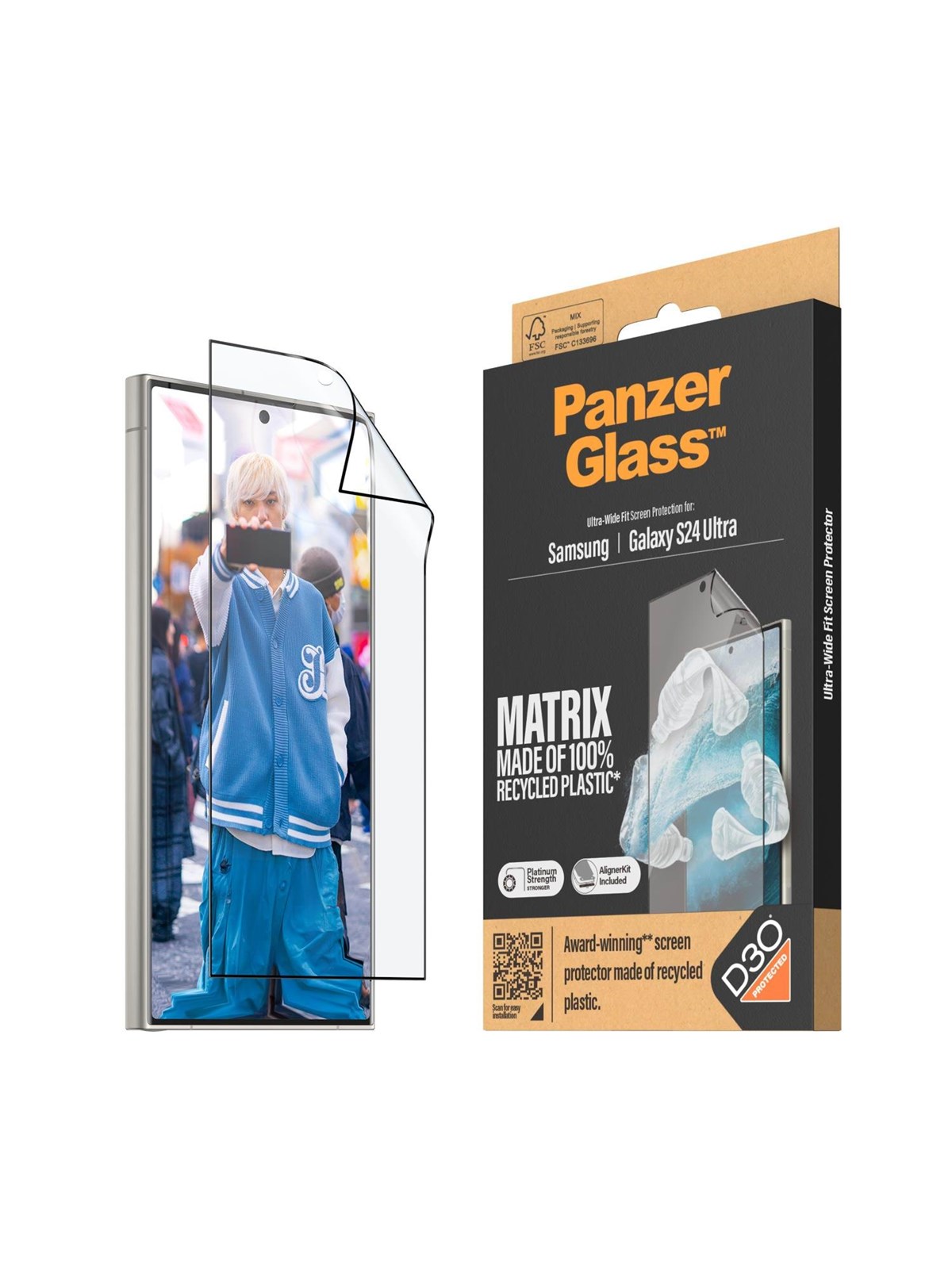 Panzerglass Matrix Screen Protector With D3o Samsung Galaxy S24 Ultra | Ultra-wide Fit w. Alignerkit - Handys Schutzfolie - Panzer7355