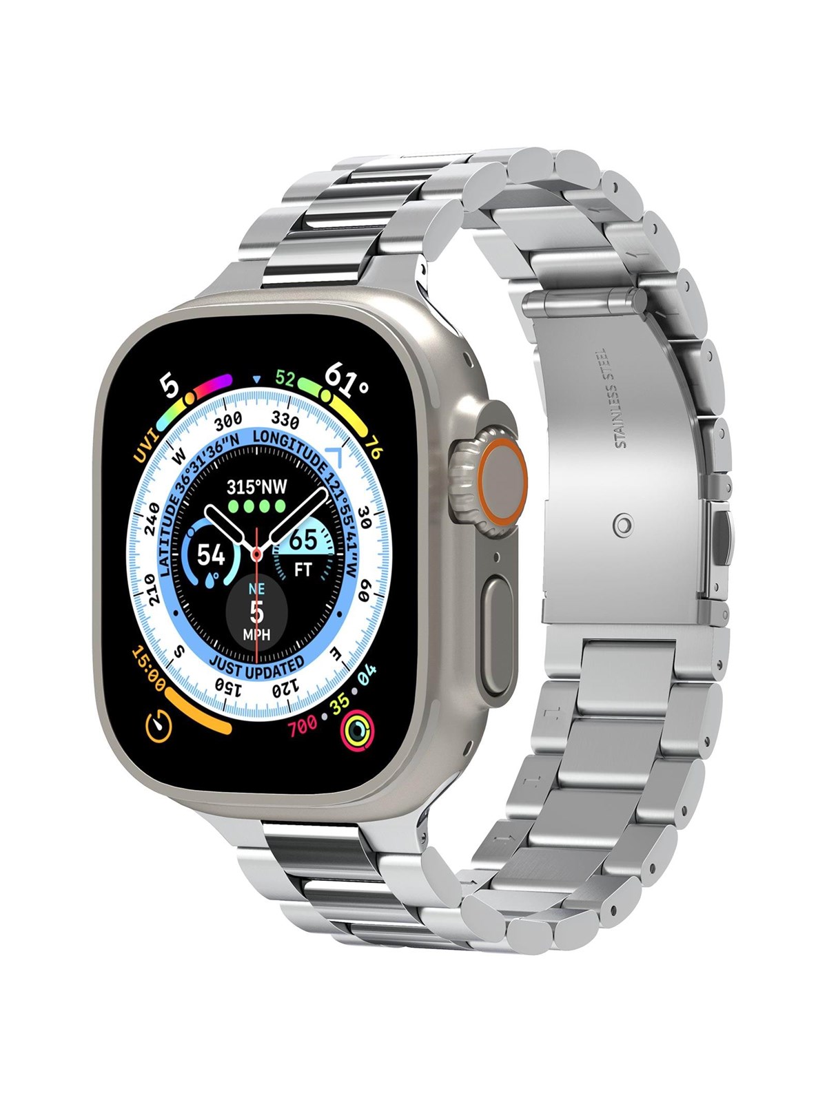 Spigen Modern Fit 316l Band - Silver - Apple Watch 49mm/46mm/45mm/44mm/42mm - Smartwatch Accessories - Amp06356