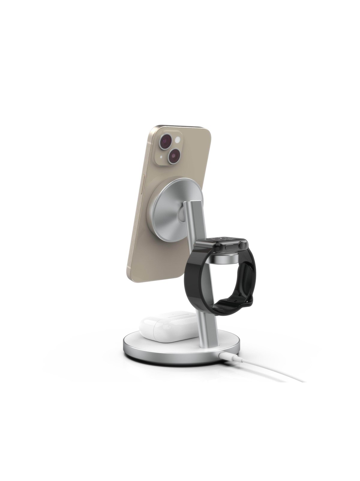 Mobile Origin Qi2 Powerstand 3in1 With Gan Adapter 35w - White/silver - Handys Adapter Und Ladegeraete - Pwstq2-31-wht