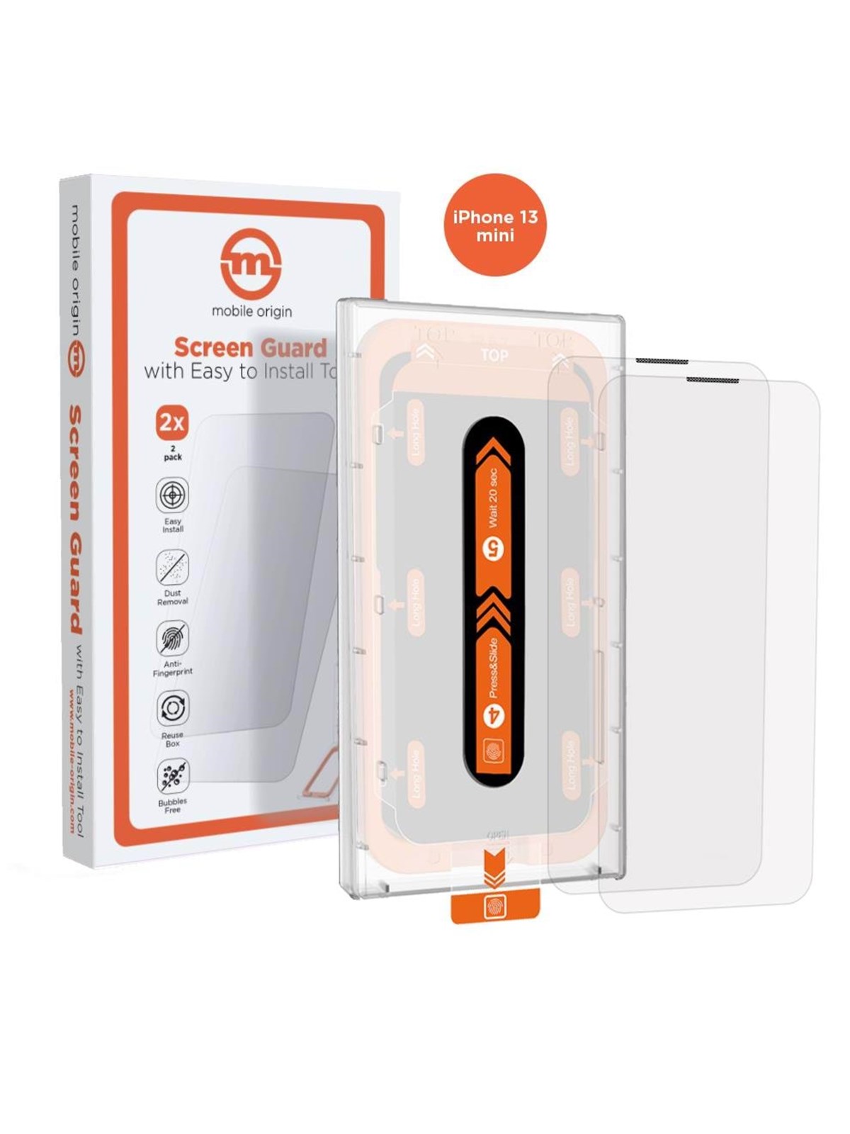Mobile Origin Screen Guard Iphone 13 Mini With Easy Applicator 2 Pack - Handys Schutzfolie - Sga-i13m-2pk