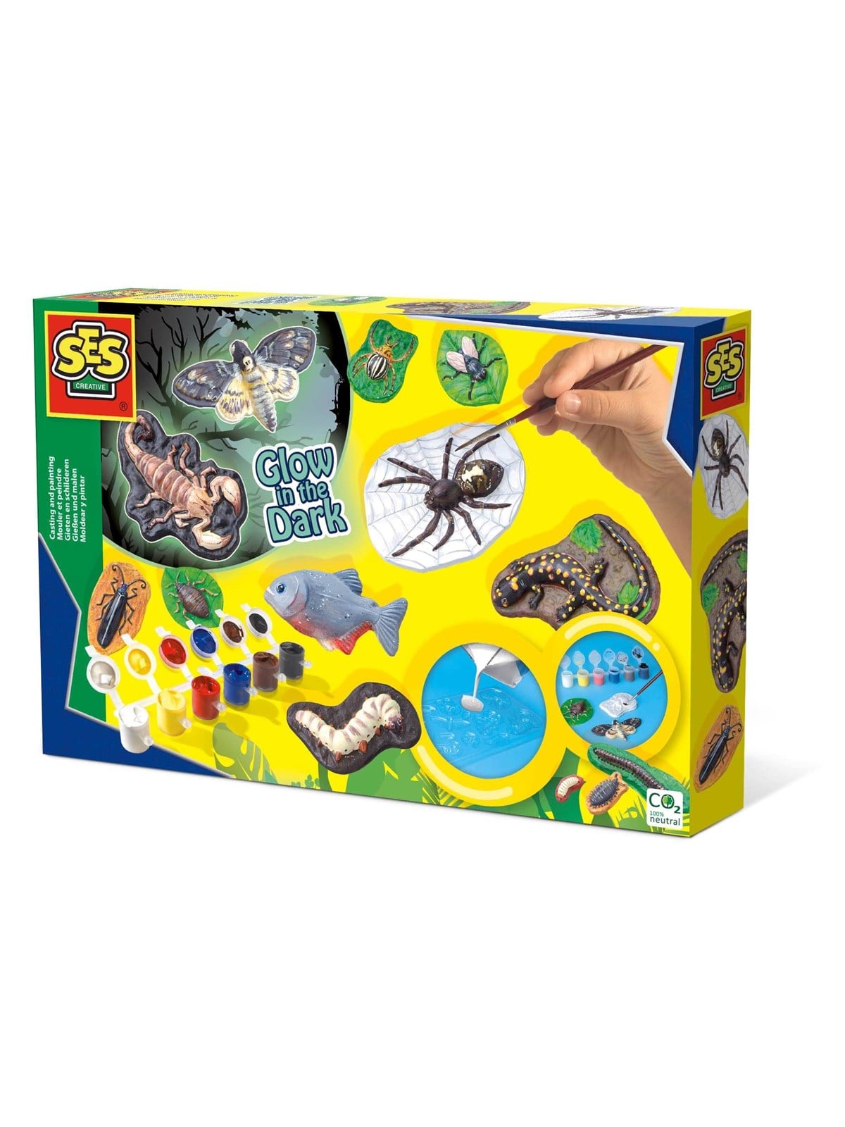 Ses Creative Children's Scary Animals Glow in The Dark Casting And Painting Set - Kreativ Spiele - 01153