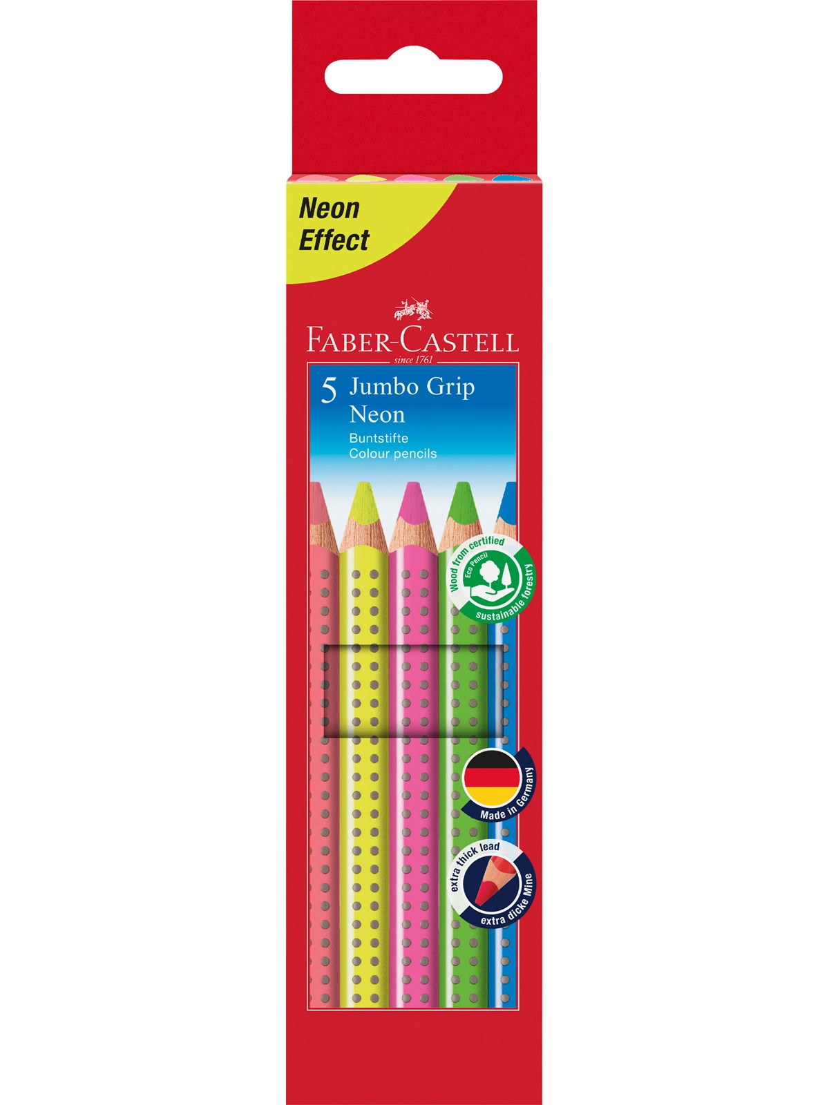 Faber-castell Buntstift Jumbo Grip Neon 5er-etui - Utensilien Zum Schreiben Und Zeichnen - 110994