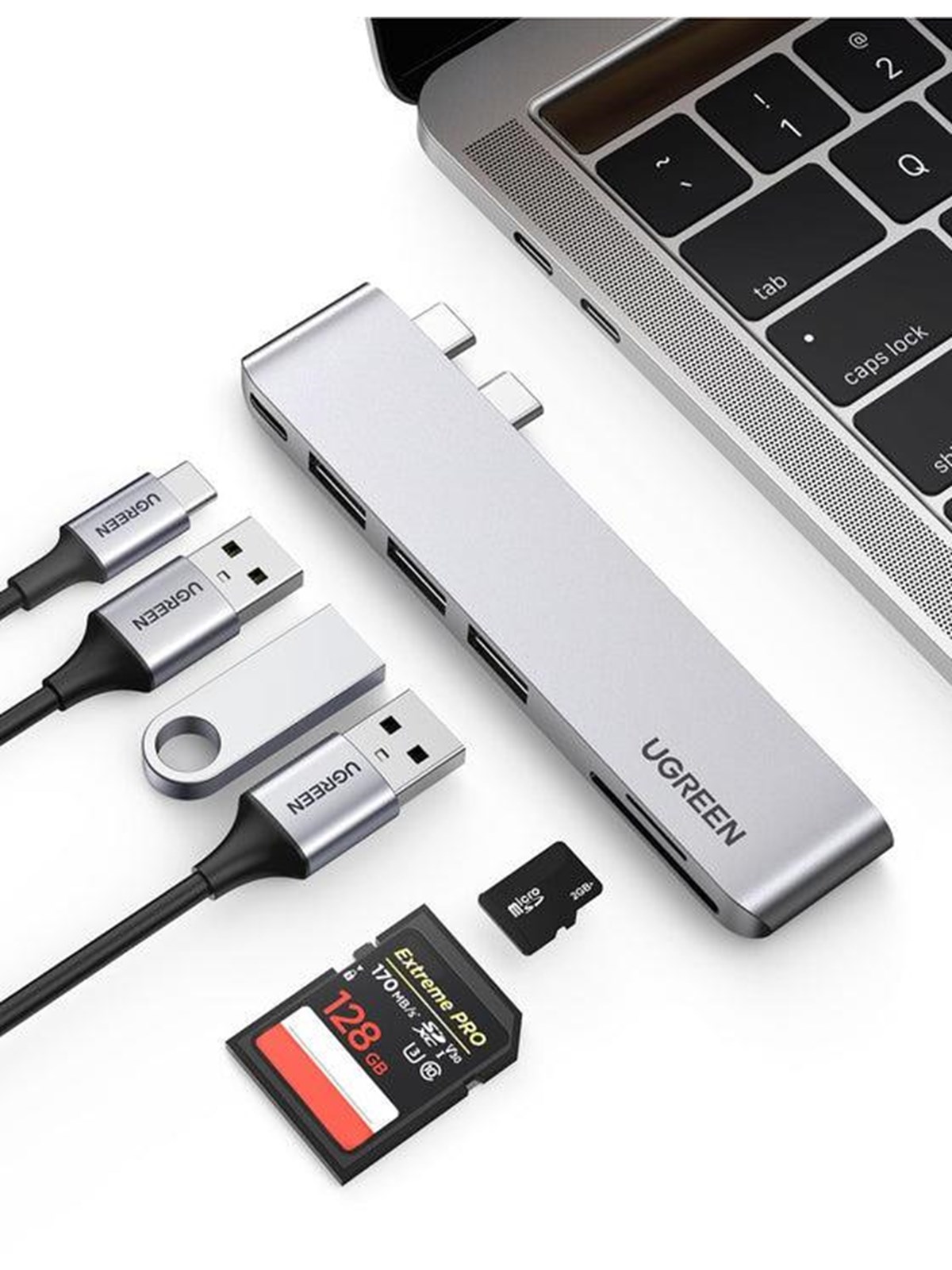 Ugreen Macbook Pro Adapter 6 IN 2 Hub Adapter - Dockingstationen - 60560