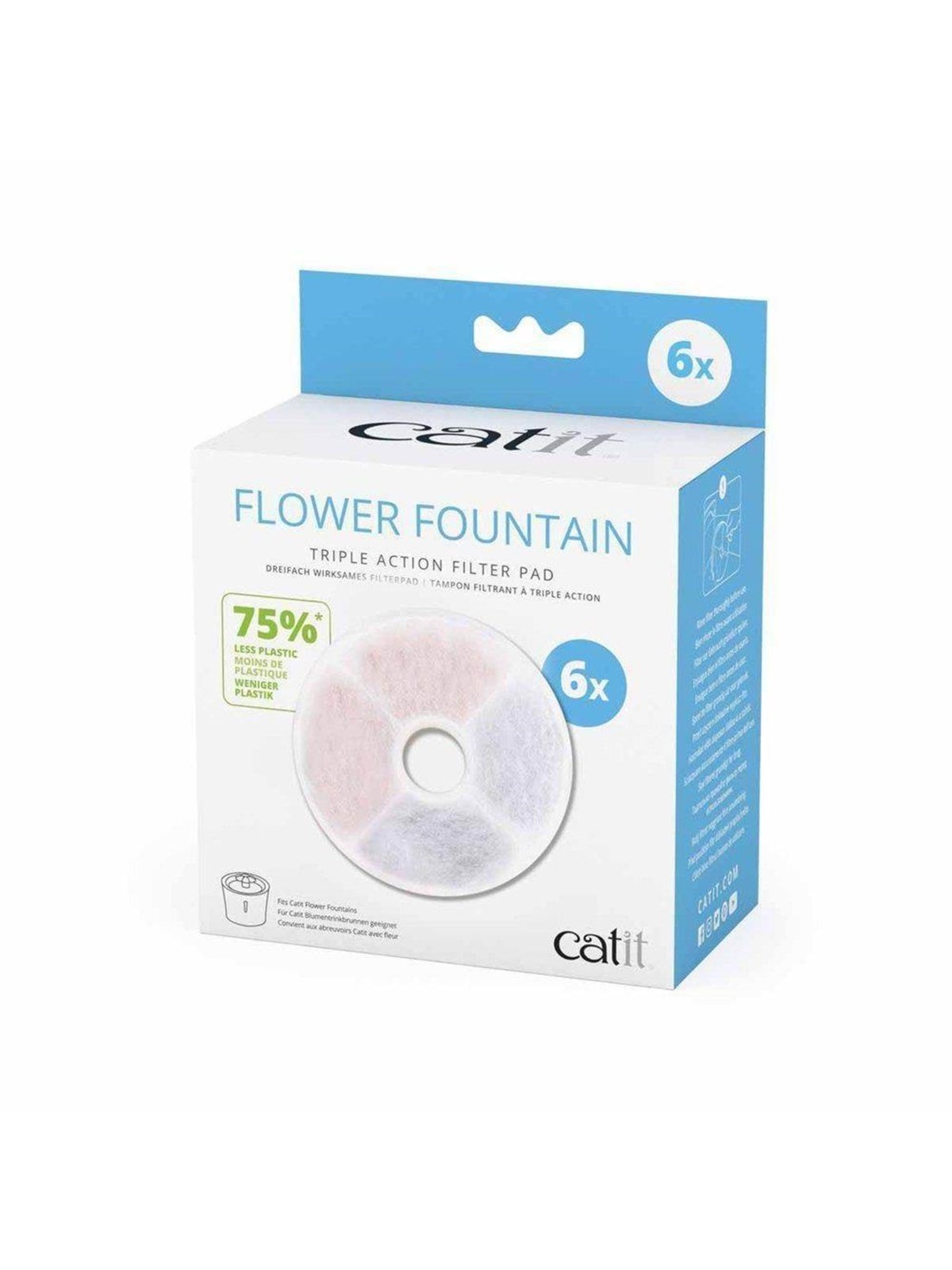 Catit Flower Fountain Triple Action Filter Pad (6-pack) - Katzen - H43739