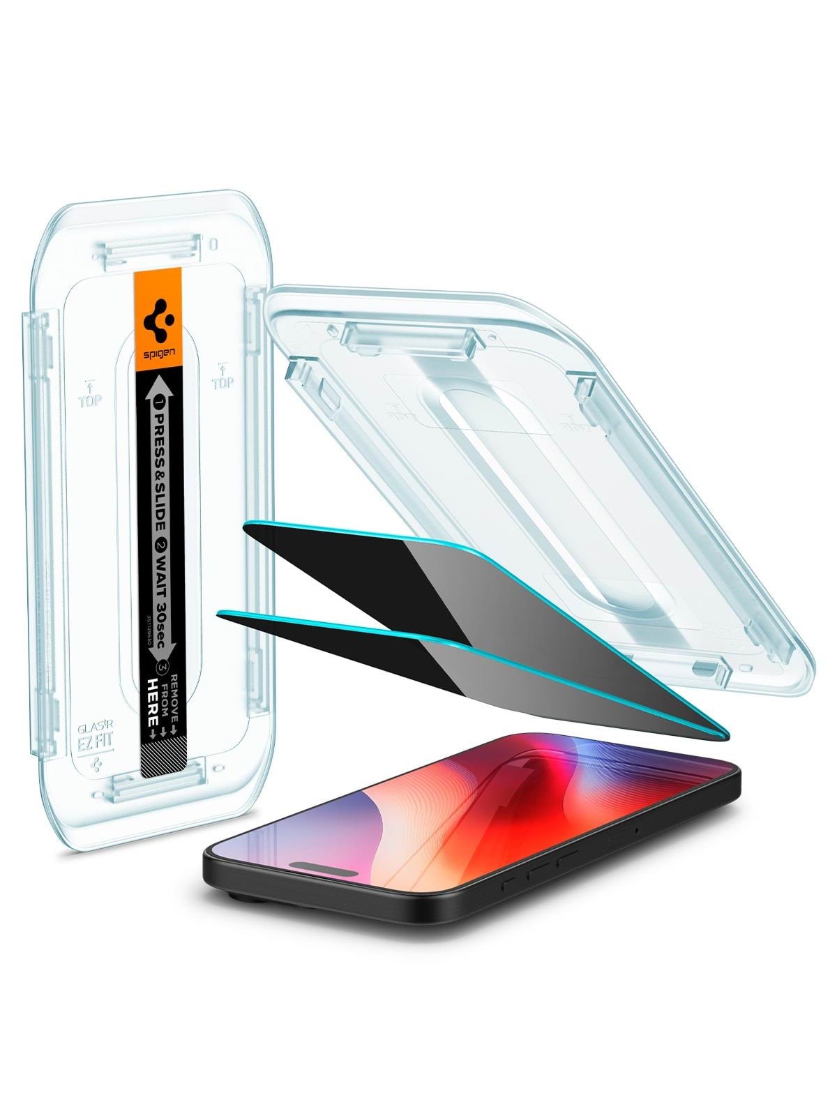 Spigen Glass tR EZ Fit (Privacy) 2 Pack - Transparency -Iphone17/16 Pro Max - Handys Schutzfolie - Agl07908