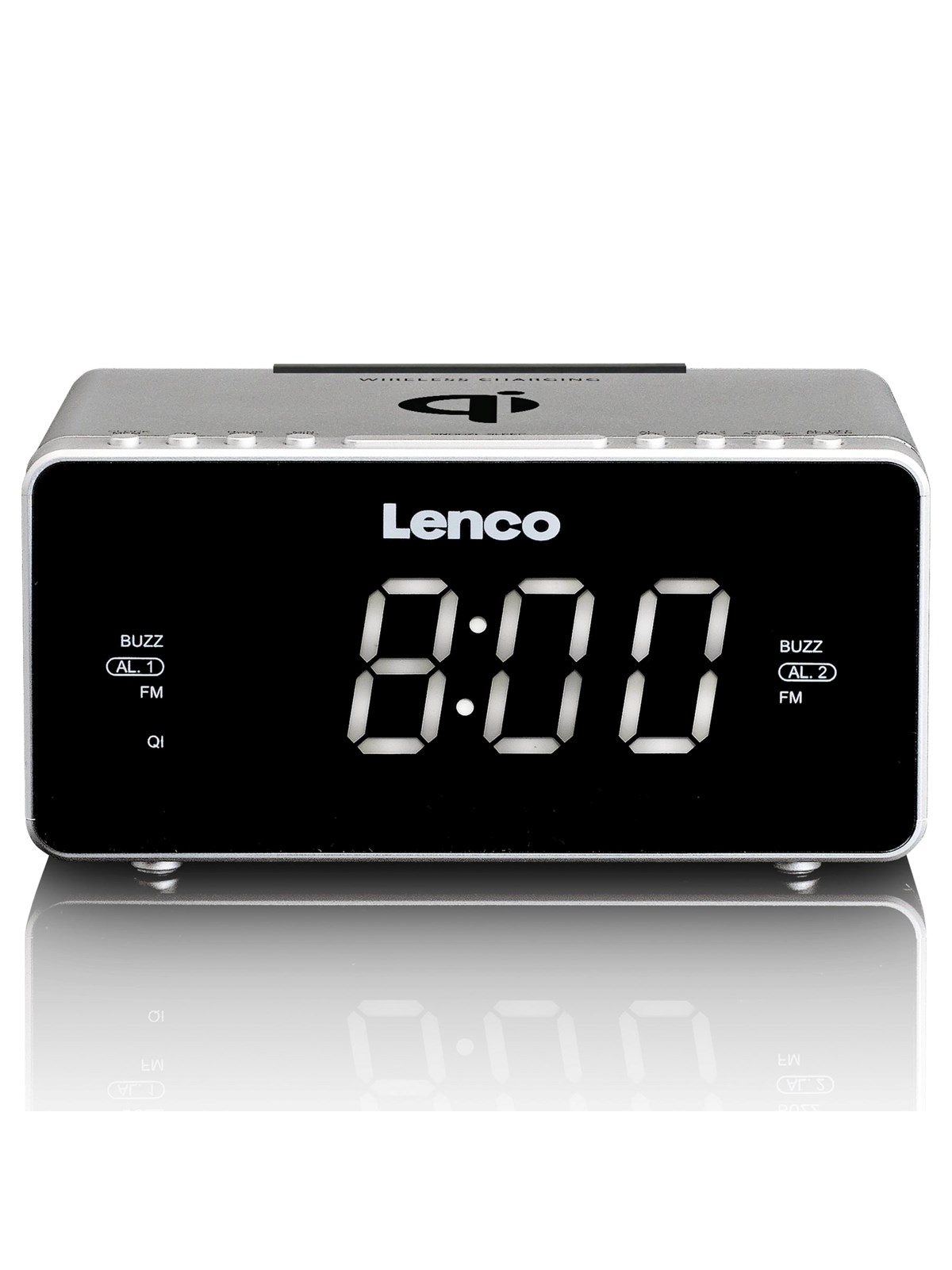Lenco Cr-550si - Stereo FM Clock Radio With Usb And Qi Wireless Smartphone Charging - Silver - FM - Stereo - Weiß - Dab Netzwerk Und Radiowecker