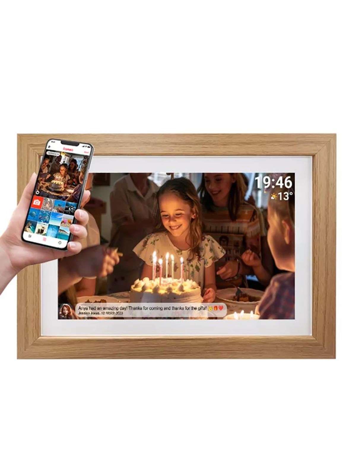 Denver Frameo Pff-1543lw - Light Wood - Digitale Bilderrahmen
