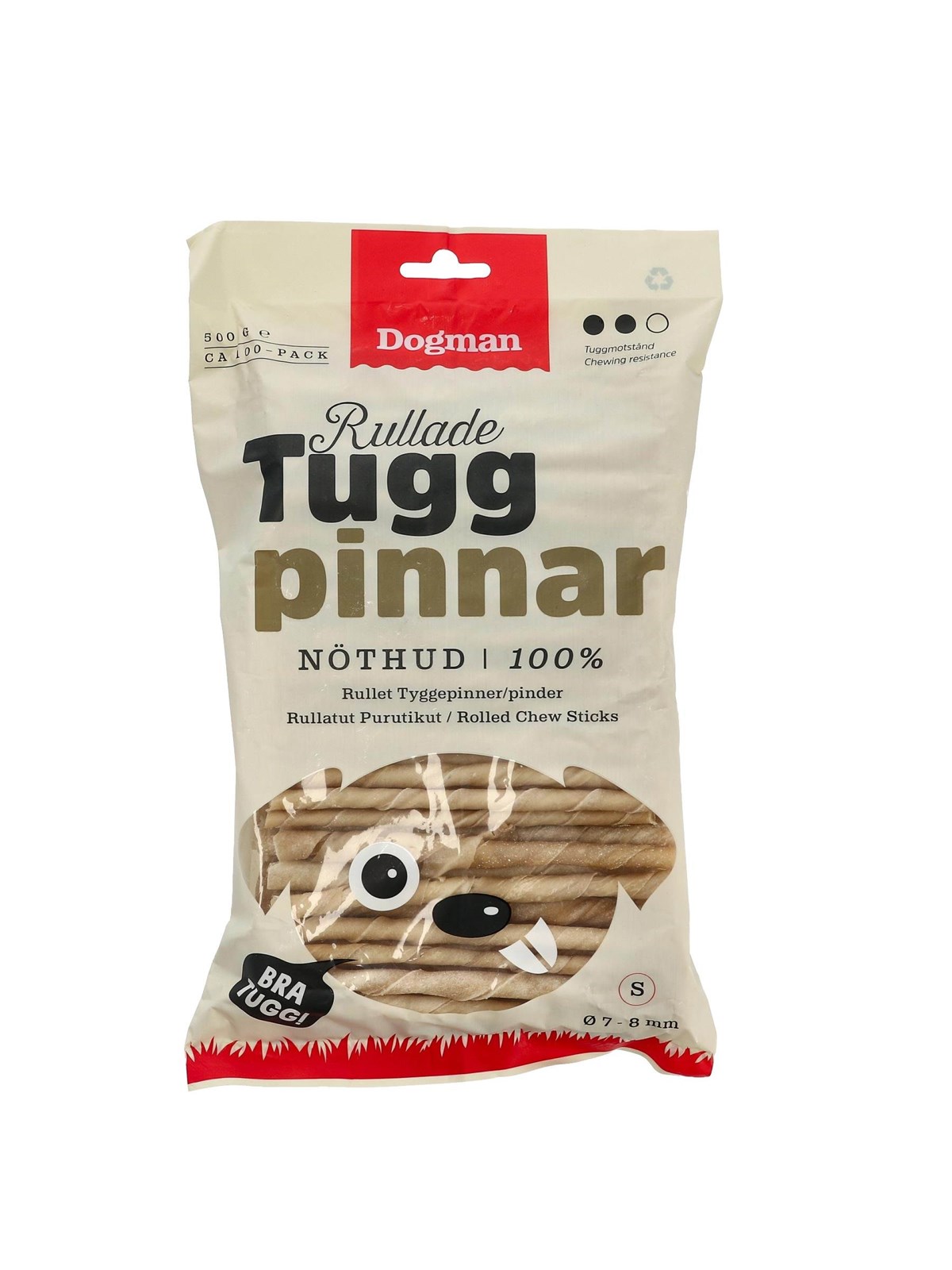 Dogman Chewing Sticks Rolled 100p Brown 12.5cm - Hunde - 305198