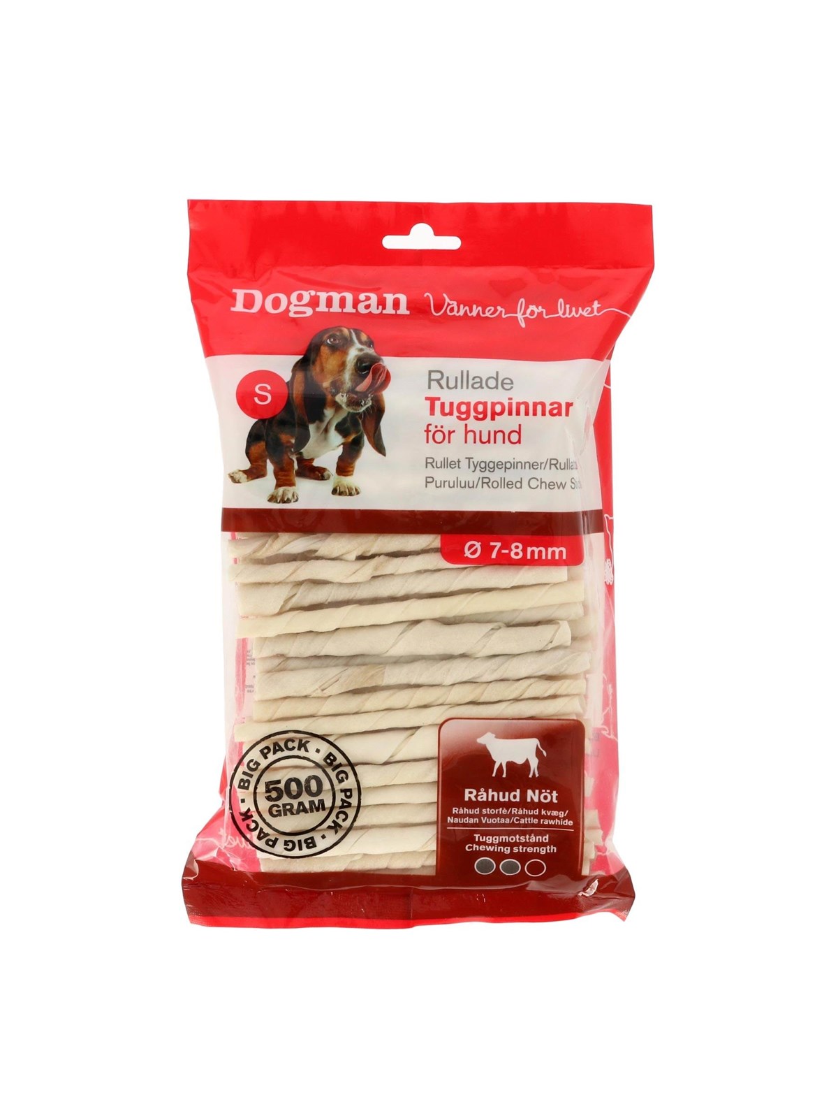Dogman Gerollte Kauknochen Rinderrohhaut 500g (100-pack) - Hunde - 305498