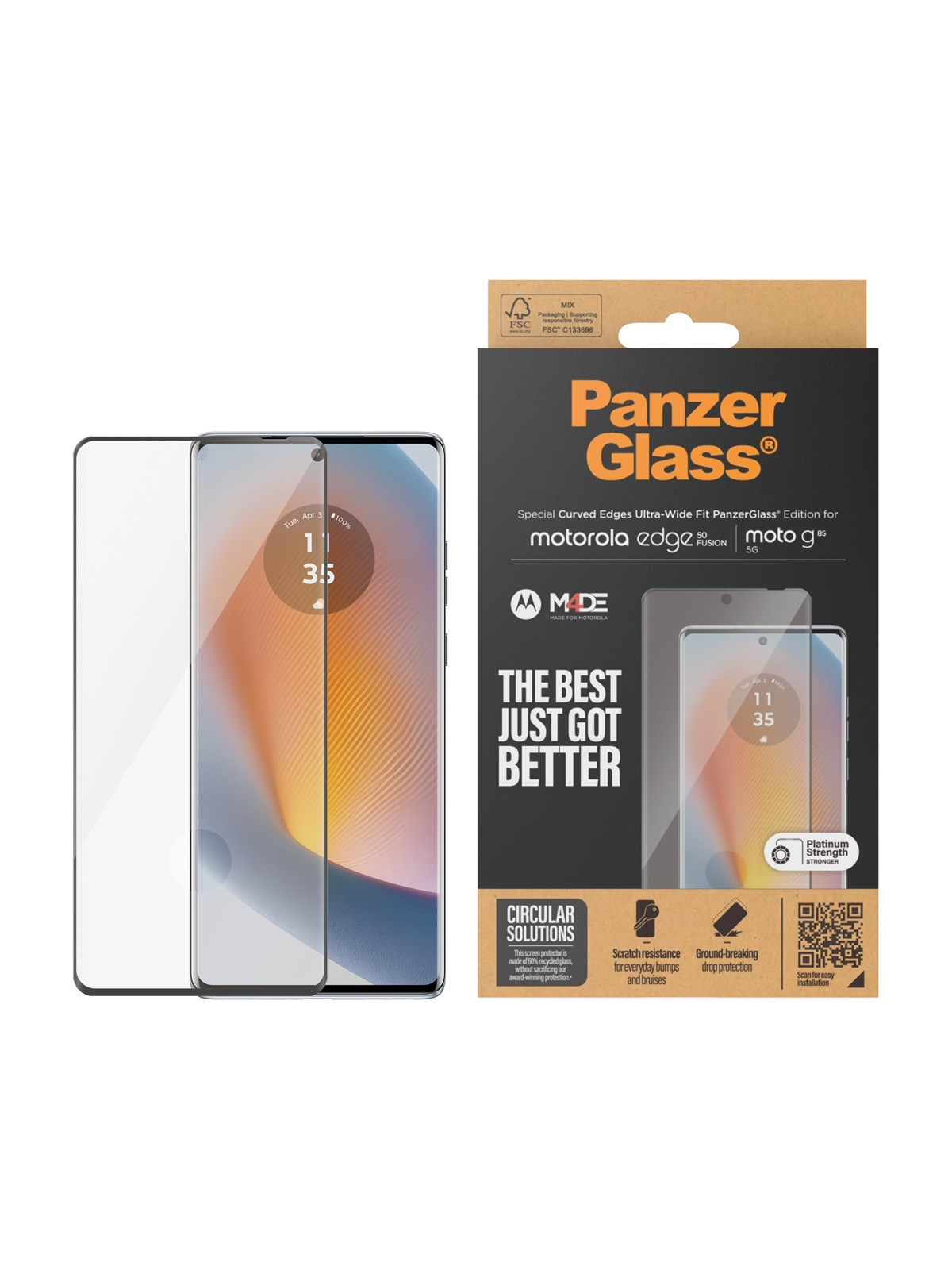 Panzerglass Screen Protector Motorola Edge 50 Fusion | G85 | Ultra-wide Fit - Handys Schutzfolie - Panzer6589