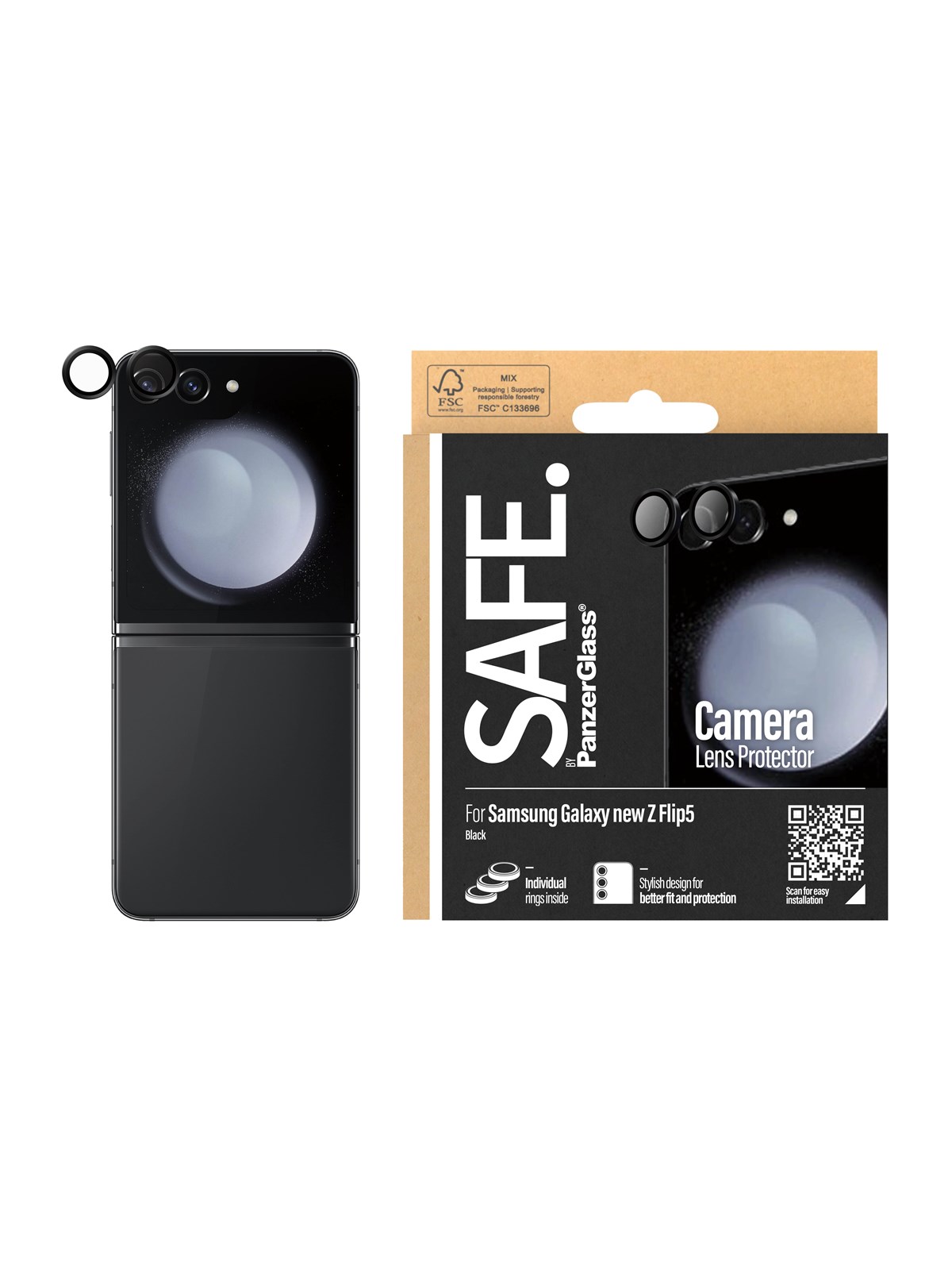 Safe by Panzerglass Camera Lens Protector For Samsung Galaxy Z Flip6 | Black - Handys Schutzfolie - Safe95870