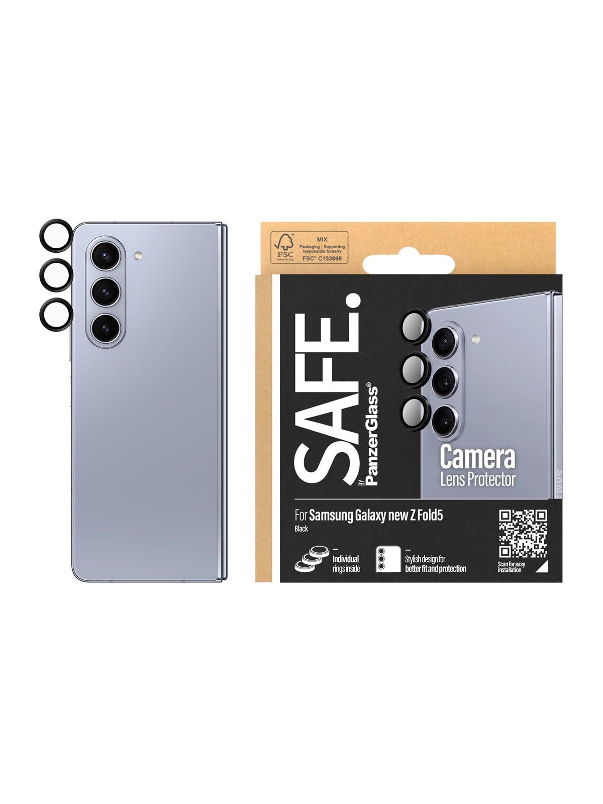 Safe by Panzerglass Camera Lens Protector For Samsung Galaxy Z Fold6 | Black - Handys Schutzfolie - Safe95871