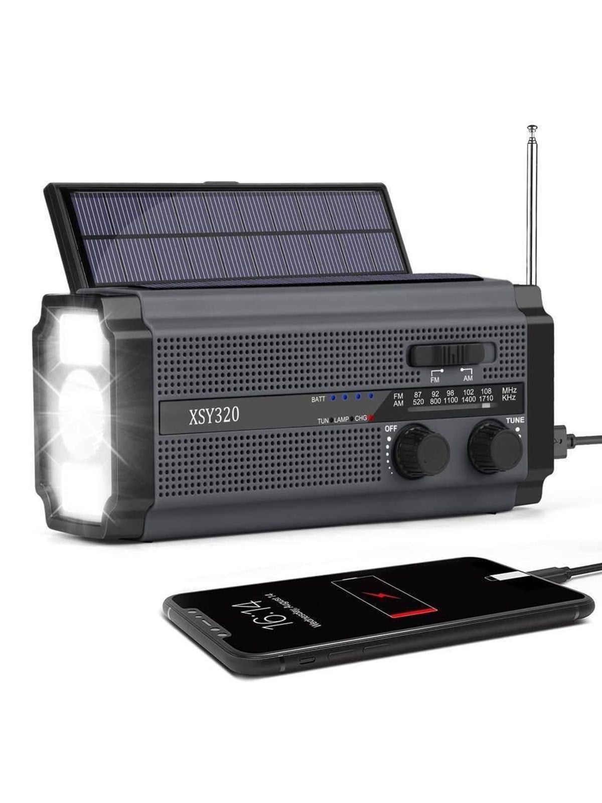 Lippa Emergency Radio - Solar - Dynamo - 5000 Mah Power Bank - Am/fm - Mono - Schwarz - Dab Netzwerk Und Radiowecker - Lpfmr02