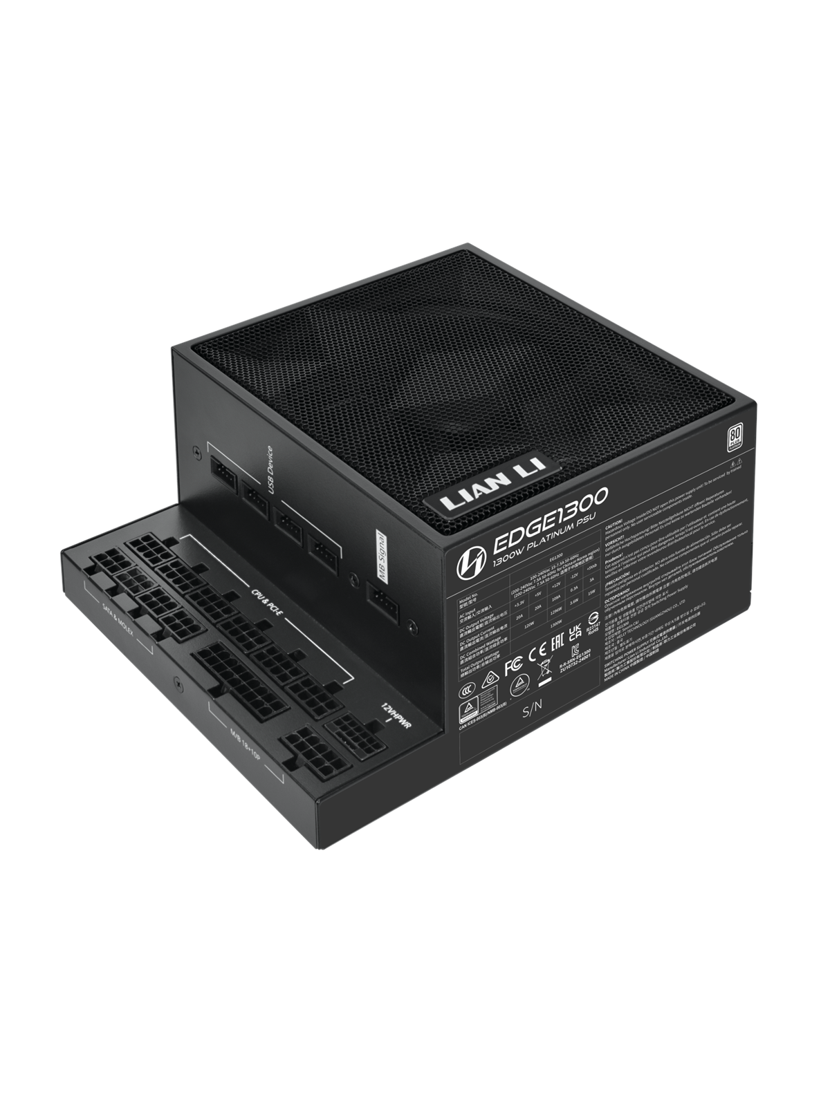 Lian Li Edge 1300 Black Netzteile - 1300 Watt - 120 mm - Atx 3.1 - 80 Plus Platinium - Eg1300 Black