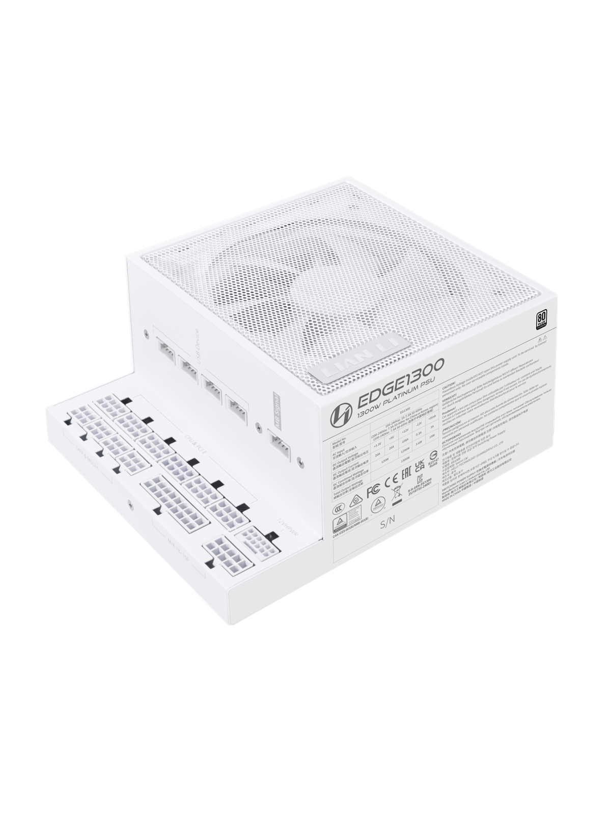 Lian Li Edge 1300 White Netzteile - 1300 Watt - 120 mm - Atx 3.0 - 80 Plus Platinium - Eg1300 White