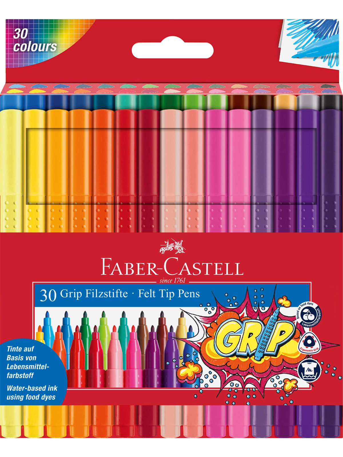 Faber-castell Filzstift Grip Colour Marker 30x Etui - Utensilien Zum Schreiben Und Zeichnen - 155335