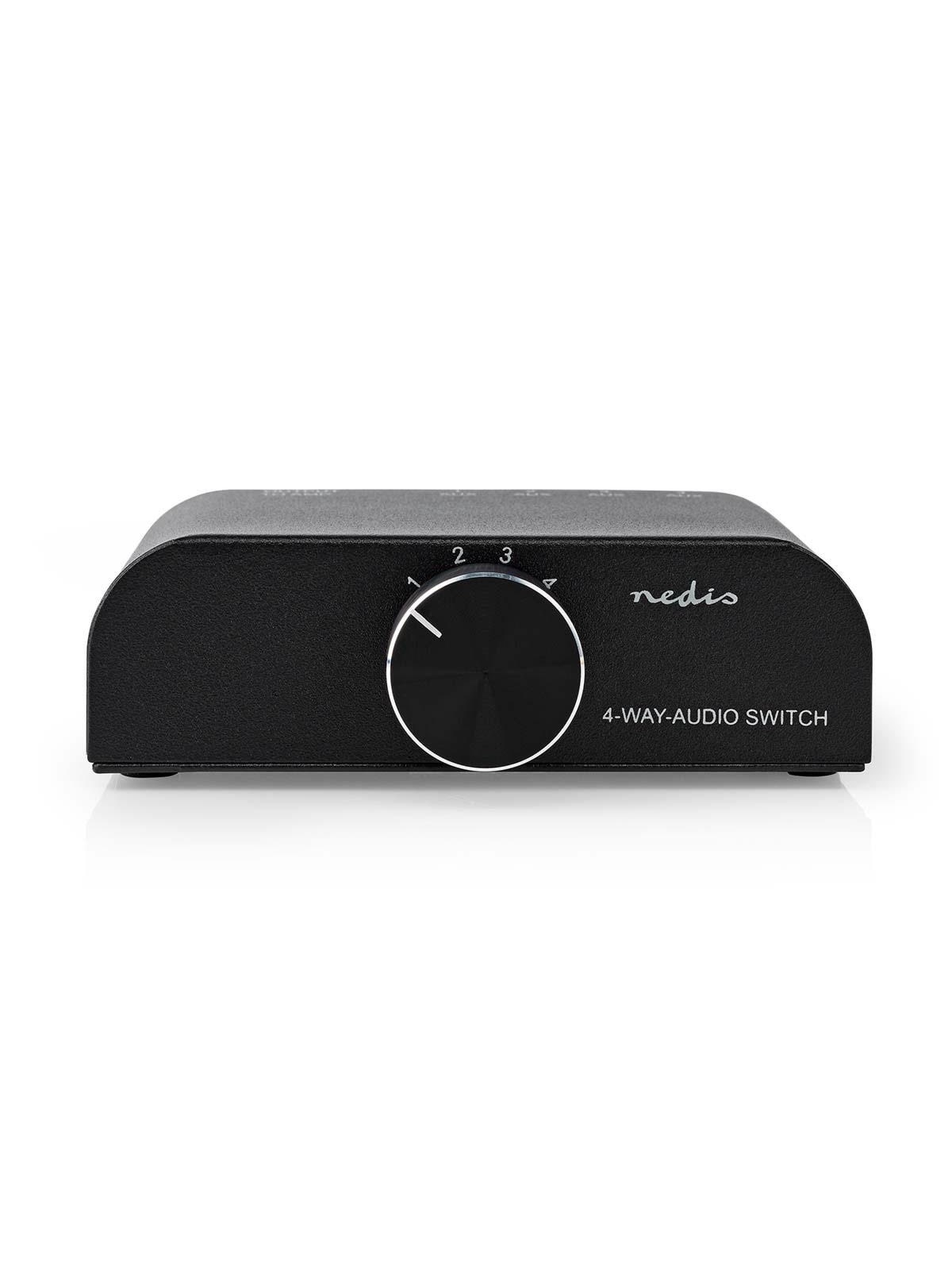 Nedis - Analogue 4-way-audio Switch - 3 x Rca Stereo (Phono) + 3.5 mm Jack - 4 Ports - Audio Kabel - Aswi2424at