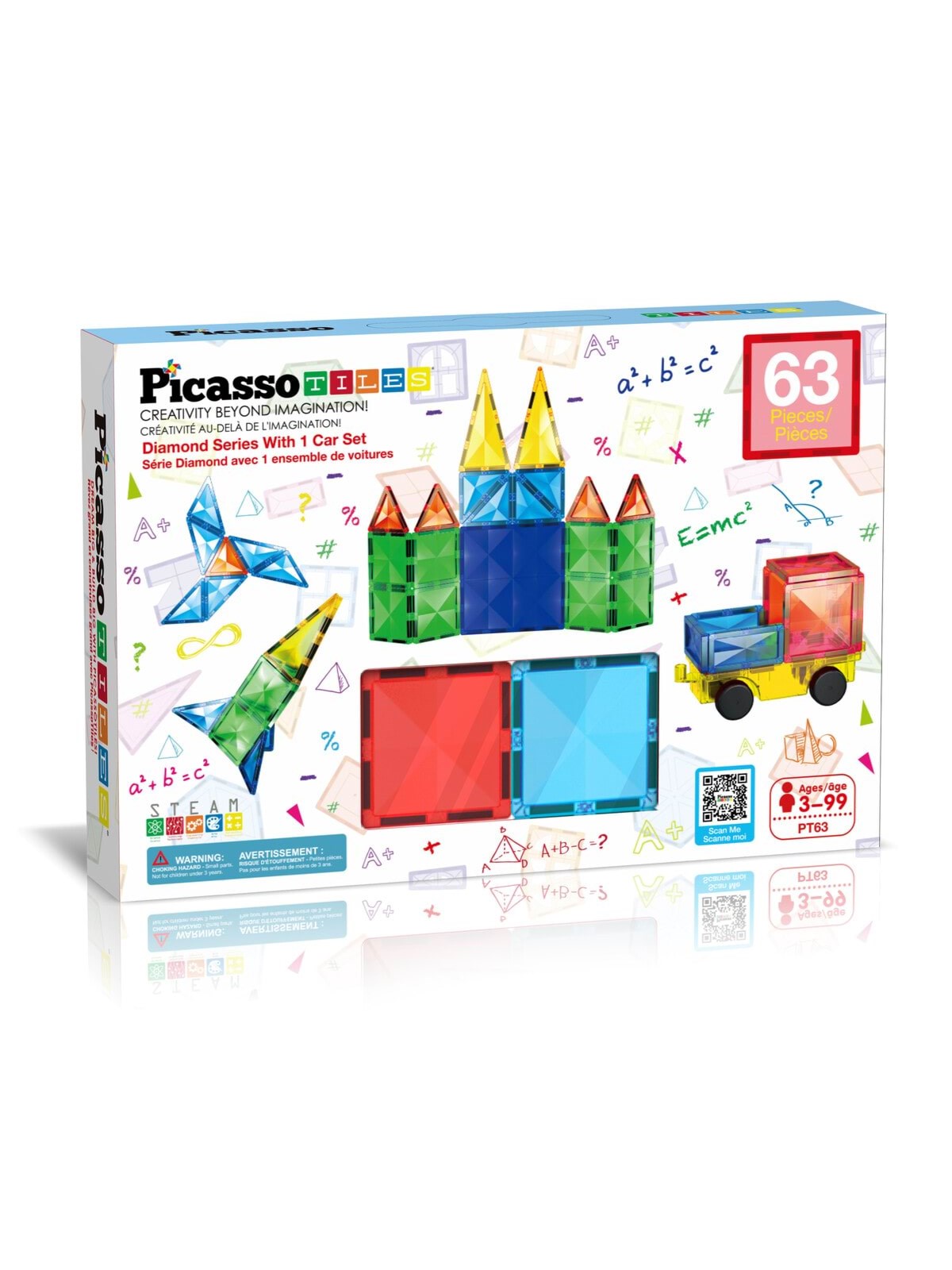 Picassotiles Diamantserie Magnetische Bausteine Set 63 Teile Bauset - Bausets - Pt63
