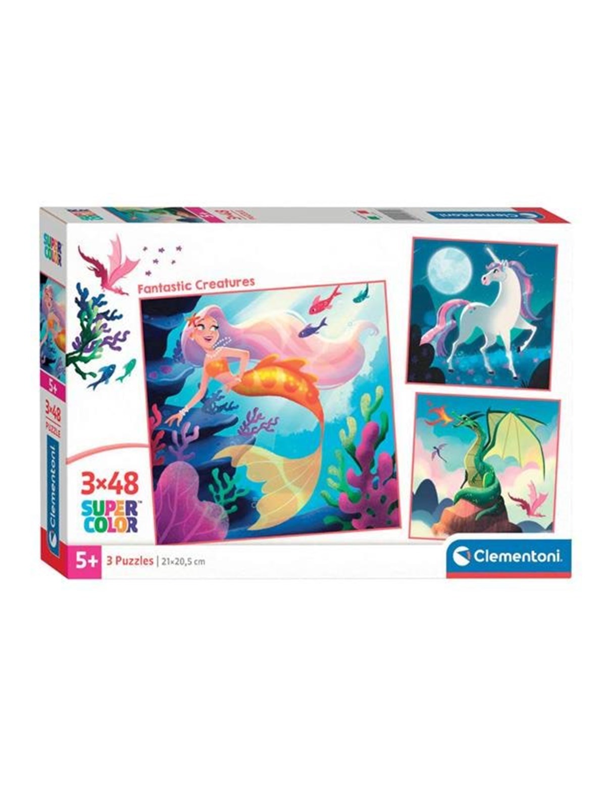Clementoni Jigsaw Puzzle Super Color Square Fantasy 3x48pcs. Boden - 25319