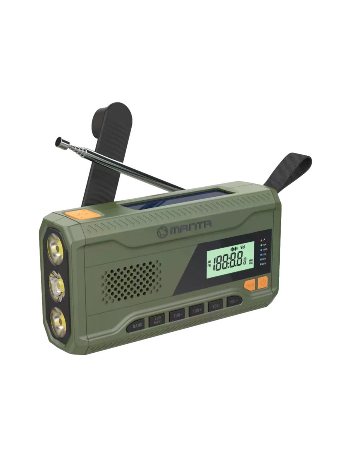 Manta Portable Emergency Radio - FM - Mono - Grün - Dab Netzwerk Und Radiowecker - Rdi401g