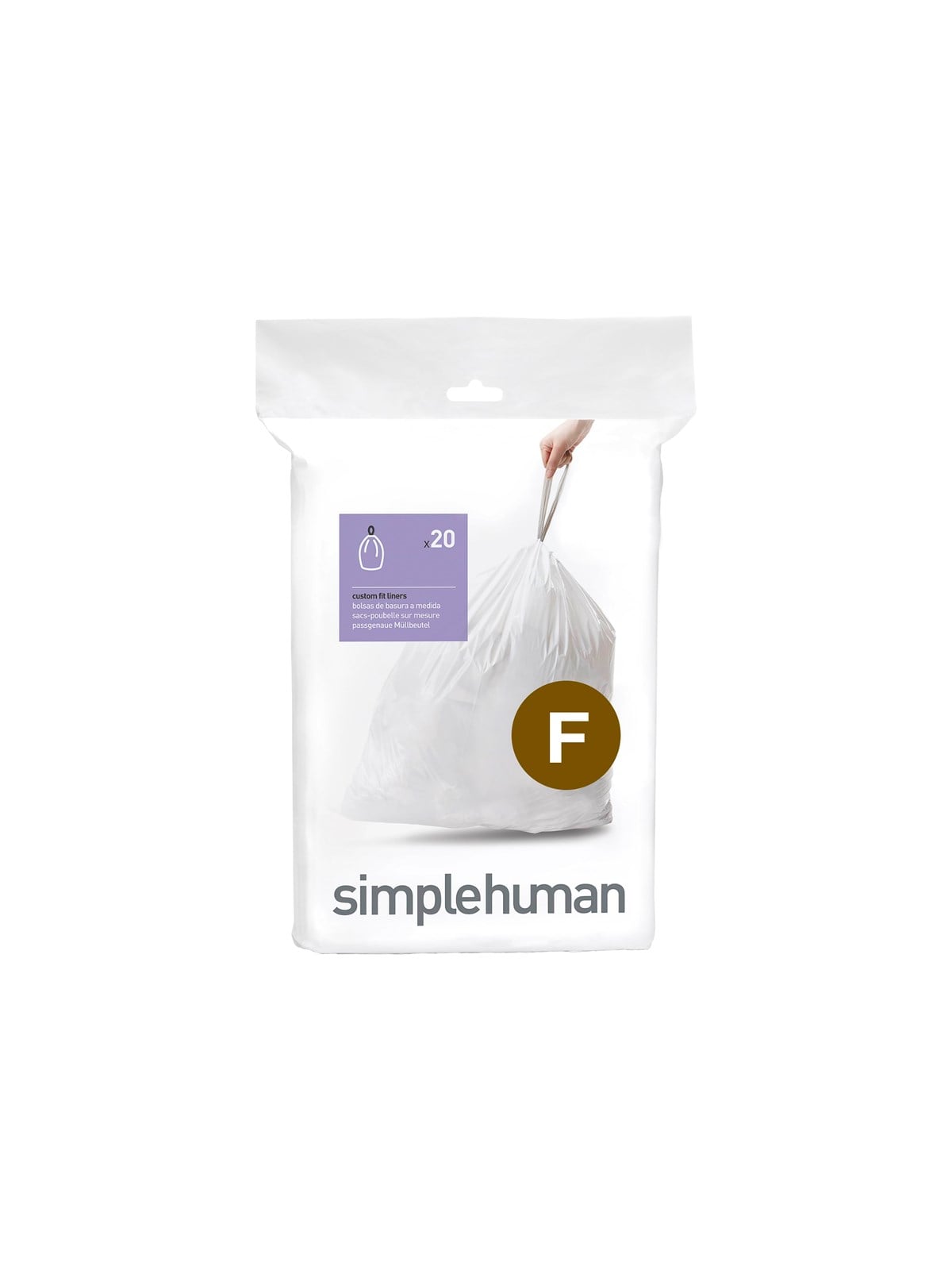 Simplehuman Code F Maßgeschneiderte Müllbeutel, Packung Mit 20, Weiß - Reinigung - Cw0165