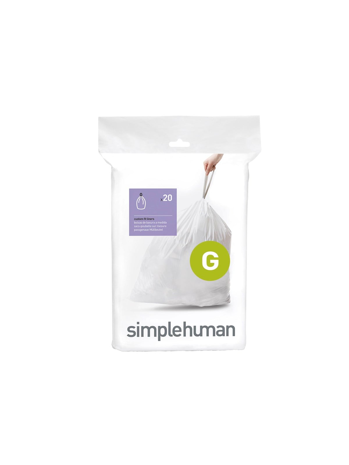 Simplehuman Code G Maßgeschneiderte Müllbeutel, Packung Mit 20, Weiß - Reinigung - Cw0166