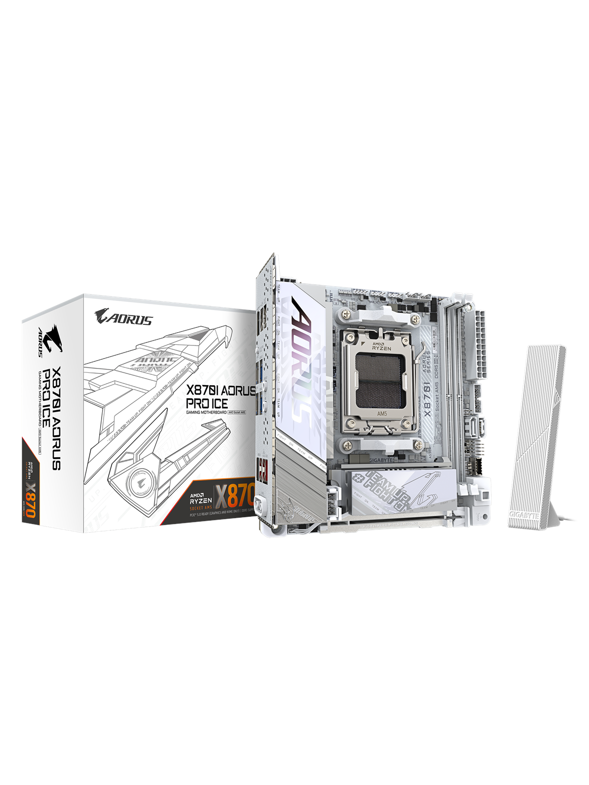 Gigabyte X870i Aorus Pro Ice Mainboard - Amd X870 - Amd Am5 Socket - Ddr5 Ram - Mini-itx