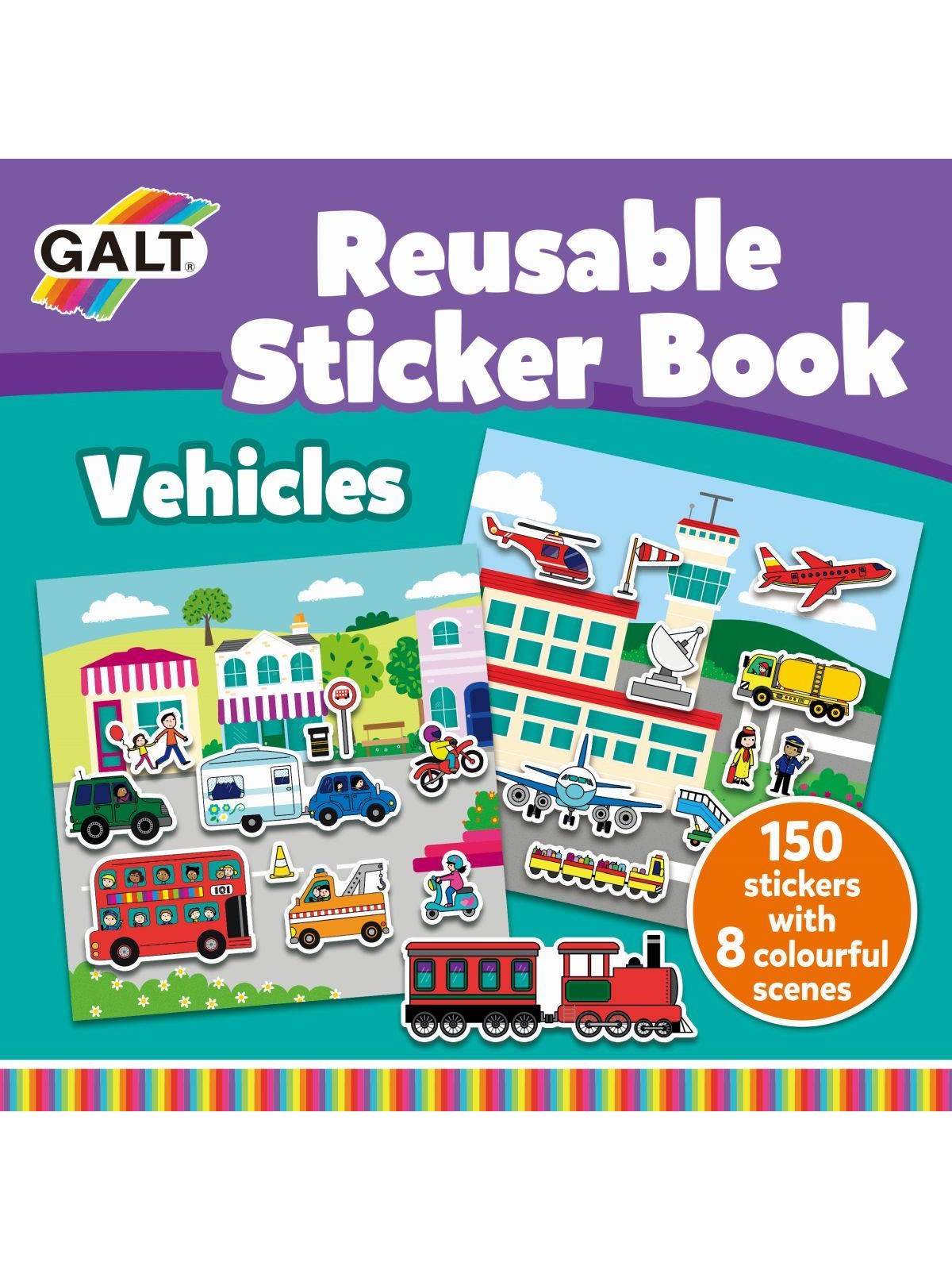 Galt Reusable Sticker Book - Vehicles - Kreativ Spiele - 55-1005107