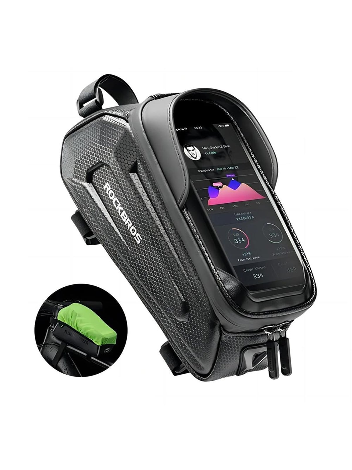 Rockbros B68 Bike Pannier For Frame - Armored - With Phone Pocket And Cover - 1.7L - Black - Fahrradzubehoer - Rockbros-b68