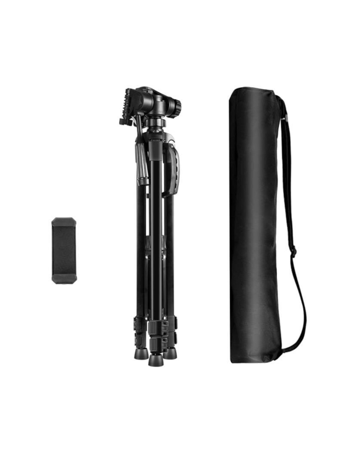 Puluz Aluminum Live Selfie Tripod With 3D Head And Phone Holder (Black) - Tripods Stative - Pu3096b