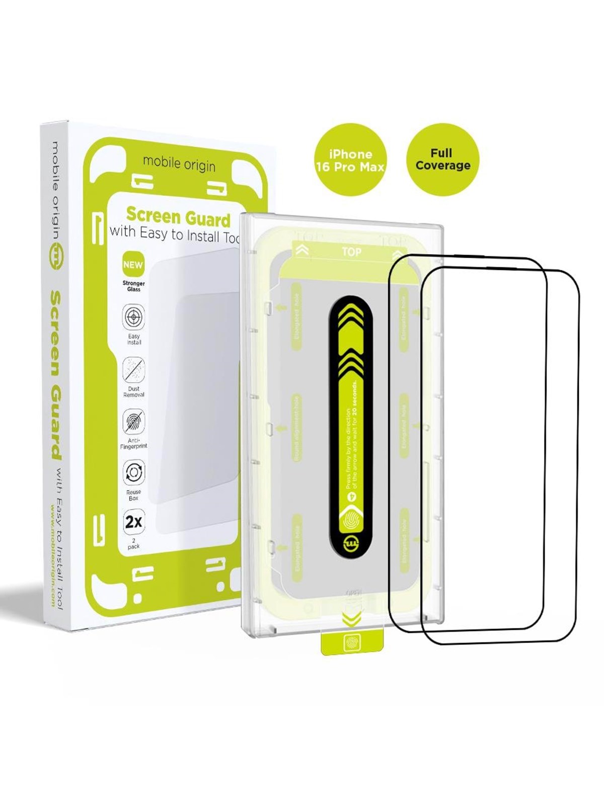 Mobile Origin Screen Guard With Easy Applicator - 2 Pack - Iphone 16 Pro Max - Handys Schutzfolie - Sga-f-i16promax-2pk