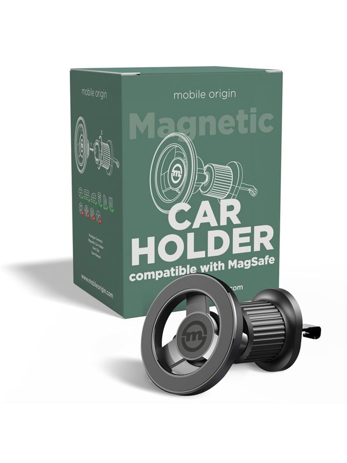 Mobile Origin Magnetic Car Holder - Ca10 - Handys Anderes Zubehoer - Frl-mgch-01-blk