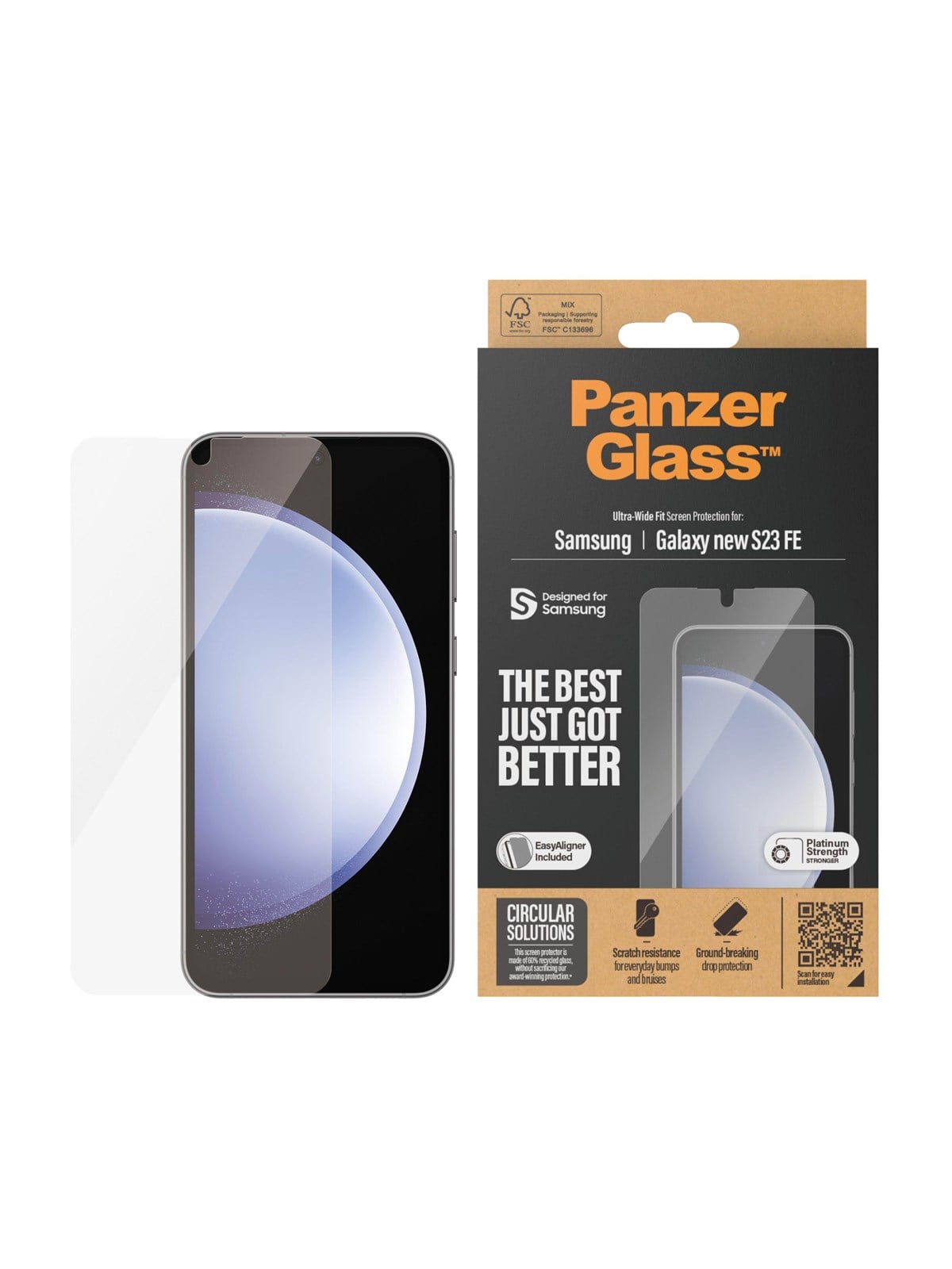Panzerglass Screen Protector Samsung Galaxy S24 FE | Ultra-wide Fit w. Aligner - Handys Schutzfolie - Panzer7378