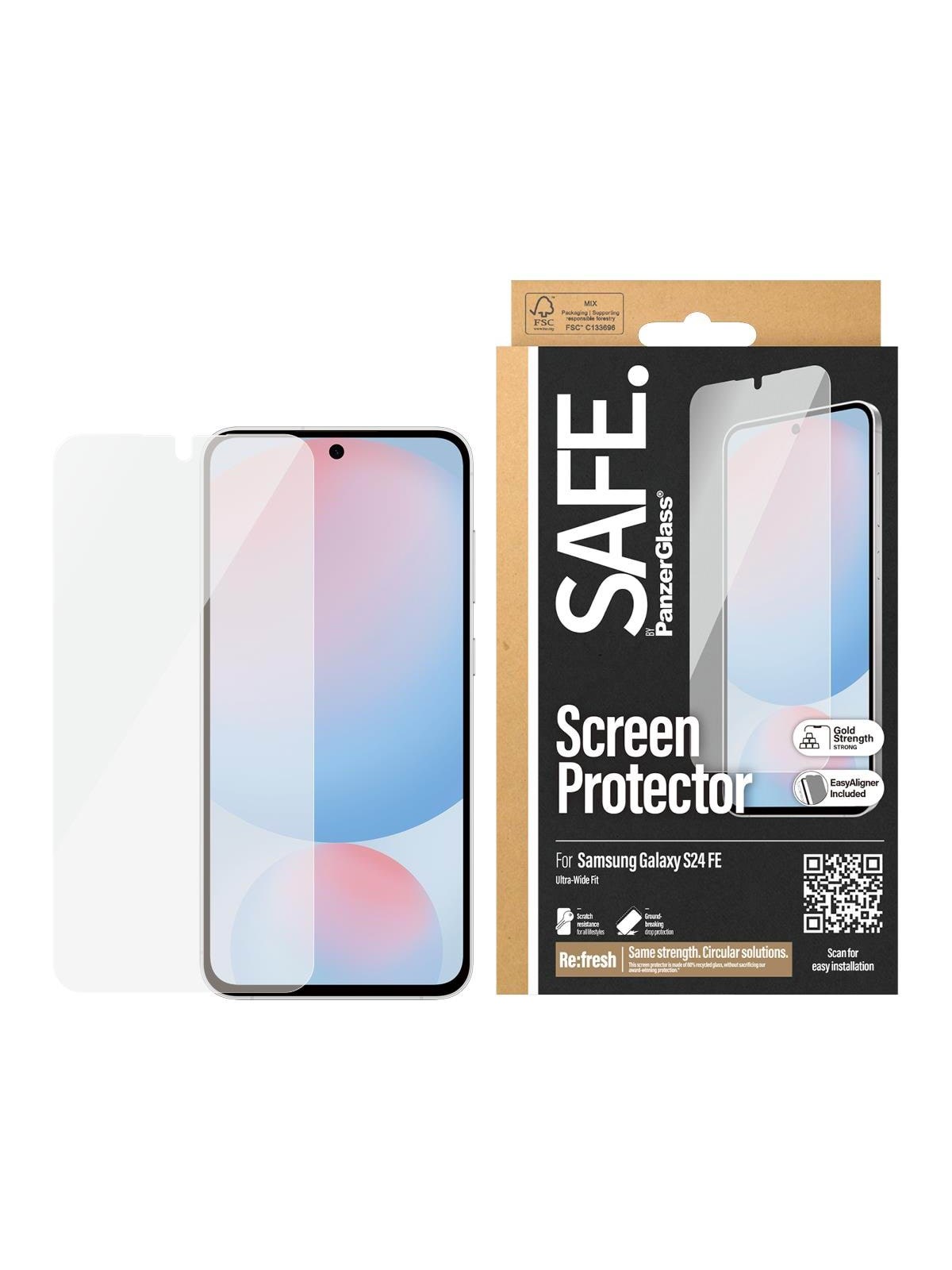 Safe by Panzerglass Screen Protector Samsung Galaxy S24 FE | Ultra-wide Fit w. Aligner - Handys Schutzfolie - Safe95976