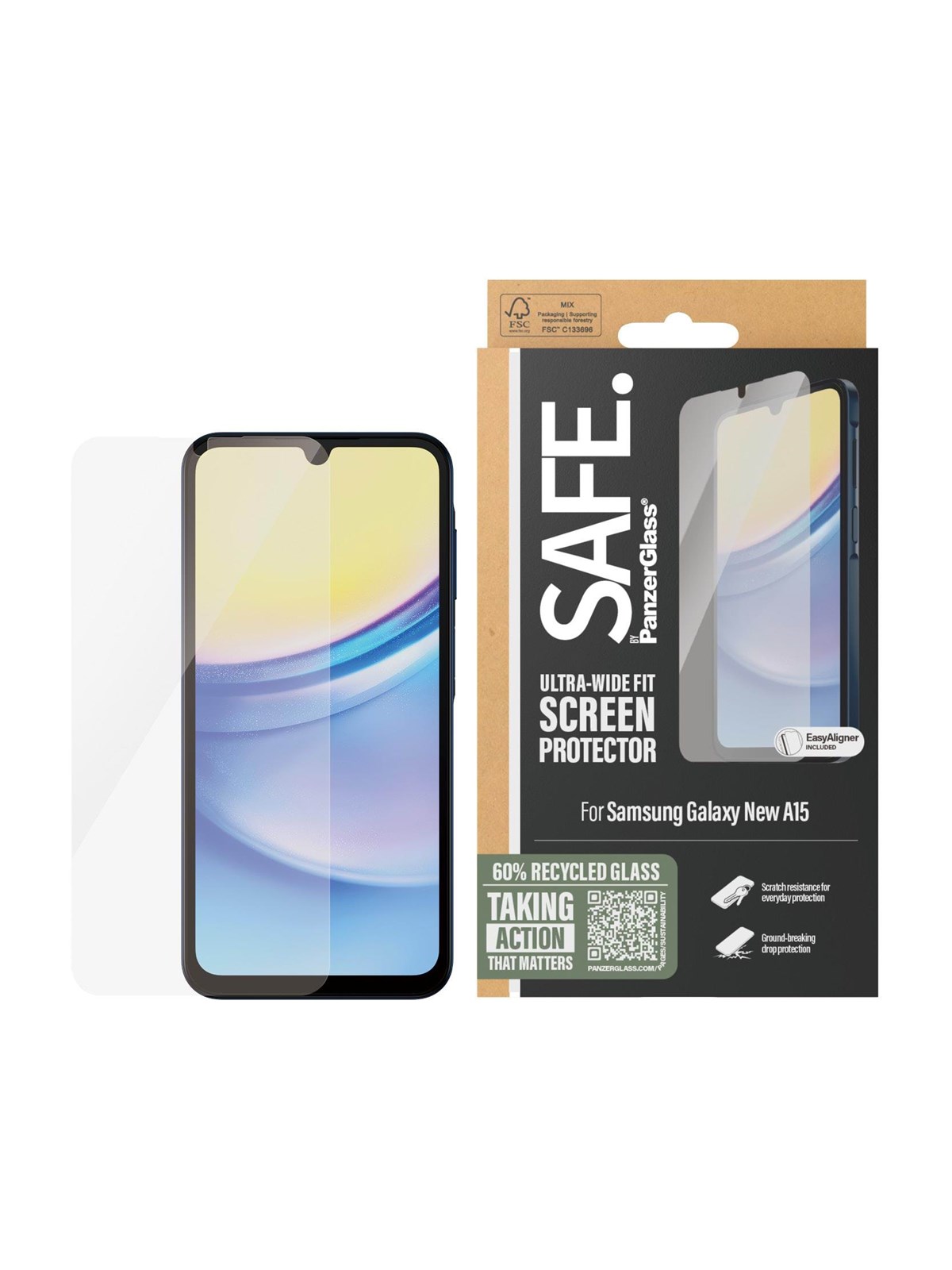 Safe by Panzerglass Screen Protector Samsung Galaxy A16 | A16 5G | Ultra-wide Fit - Handys Schutzfolie - Safe93811