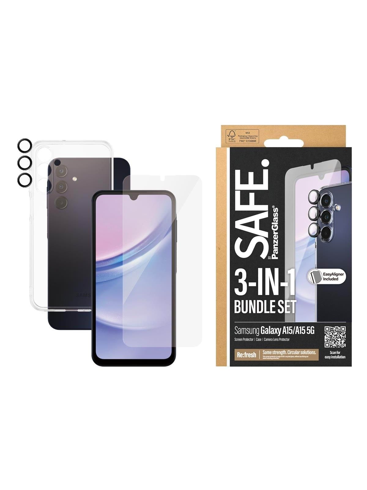 Safe by Panzerglass 3-in-1 Protection Pack Samsung Galaxy A15 | A15 5G - Handys Schutzfolie - Bsafe95679